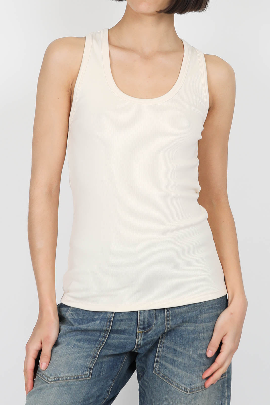 Rib tank top in Ivoire