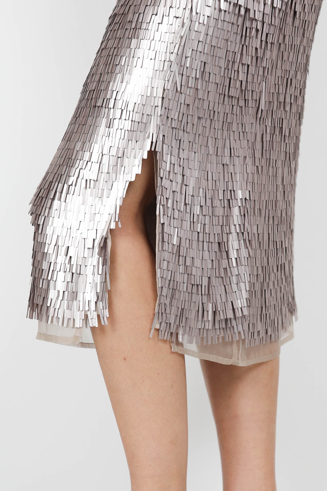 Skirt with sequins in silver