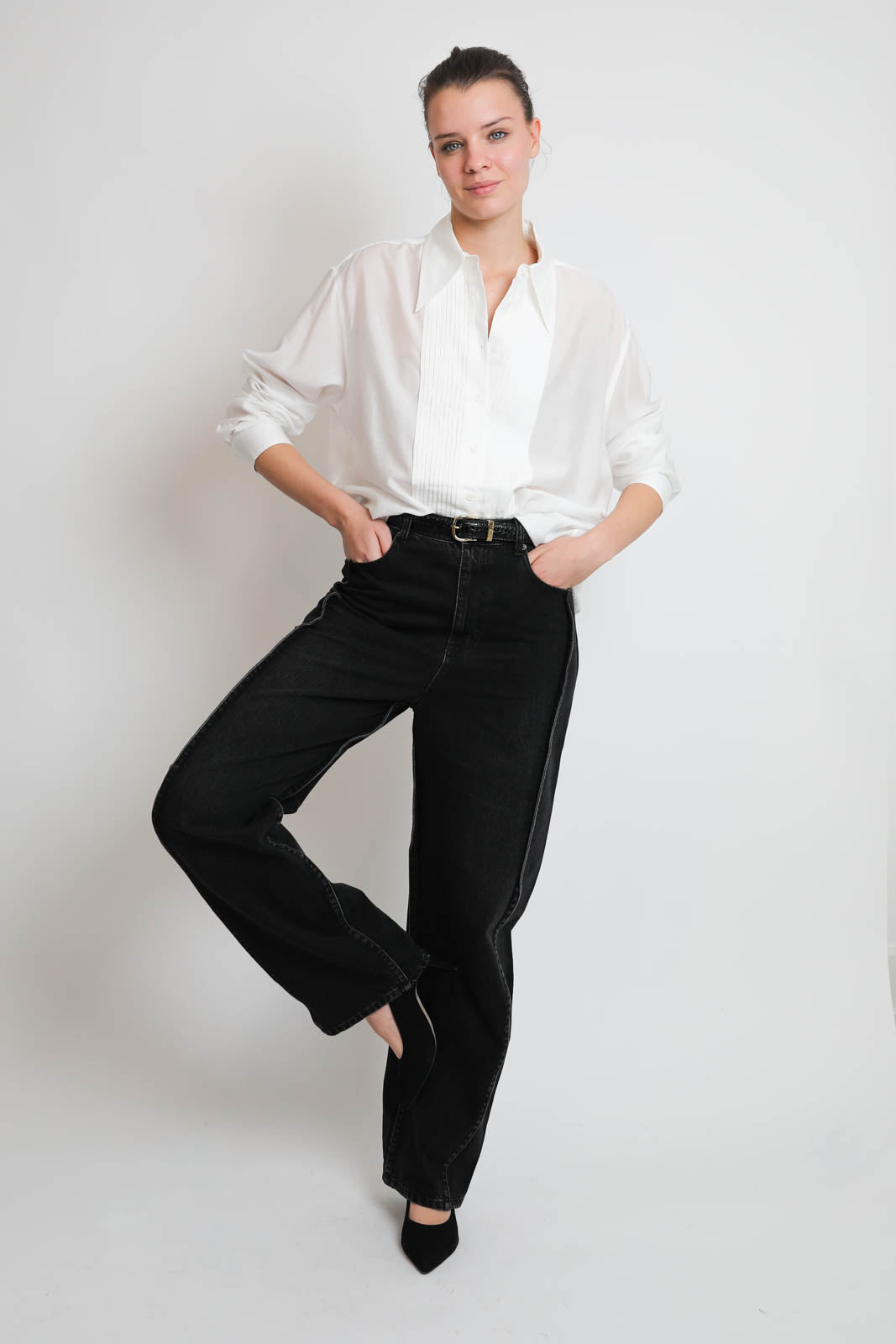Tibi, Easy Pintucked blouse in Ivory
