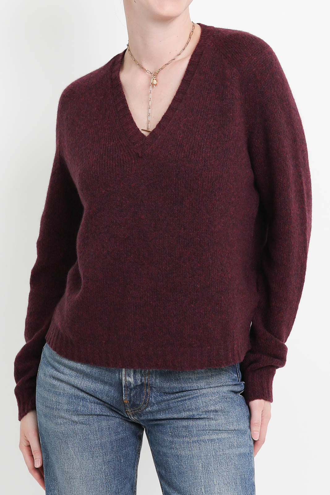 Roberto Collina, Scollo V sweater in bordeaux