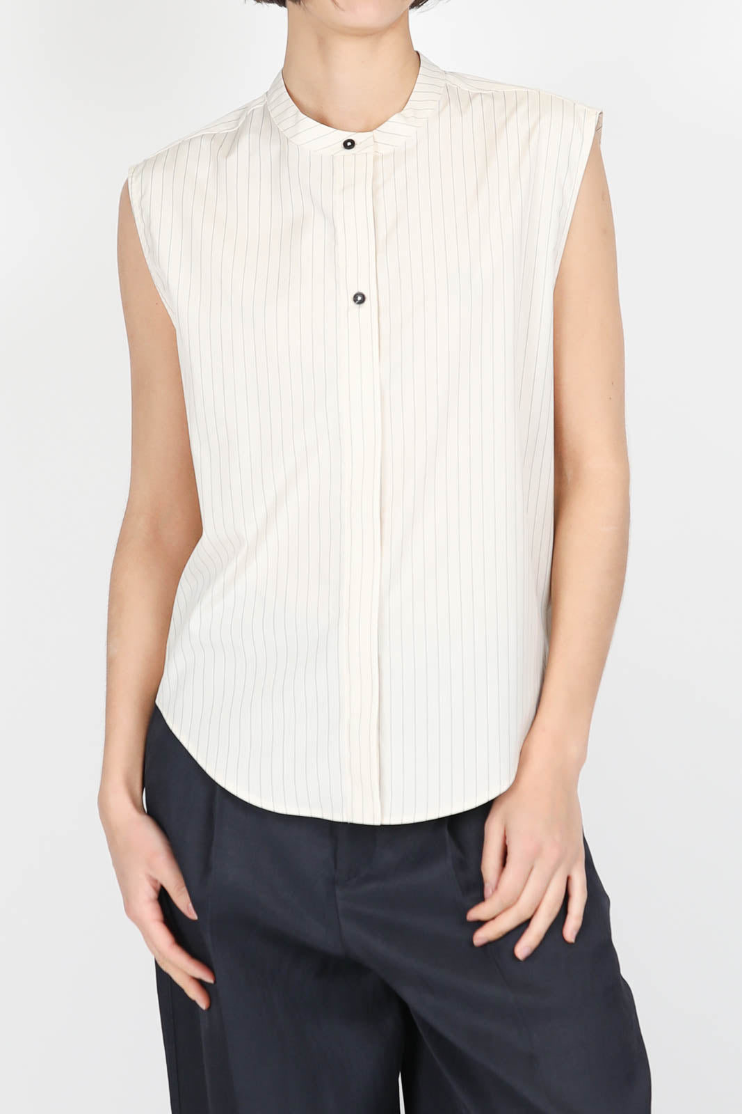 Hale blouse in Ivory/Black Stripes