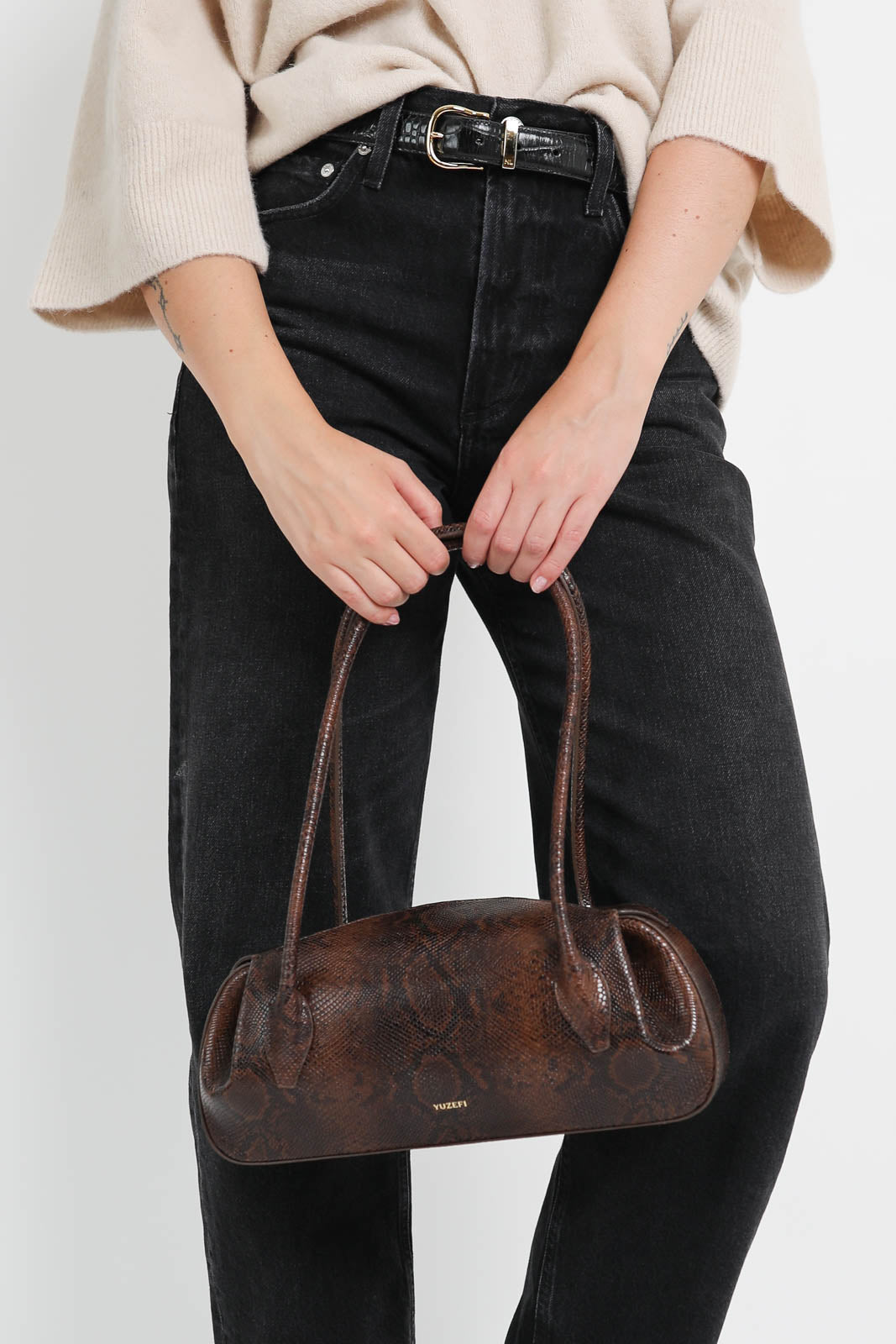 Yuzefi, Bag Oyster in Embossed Snake