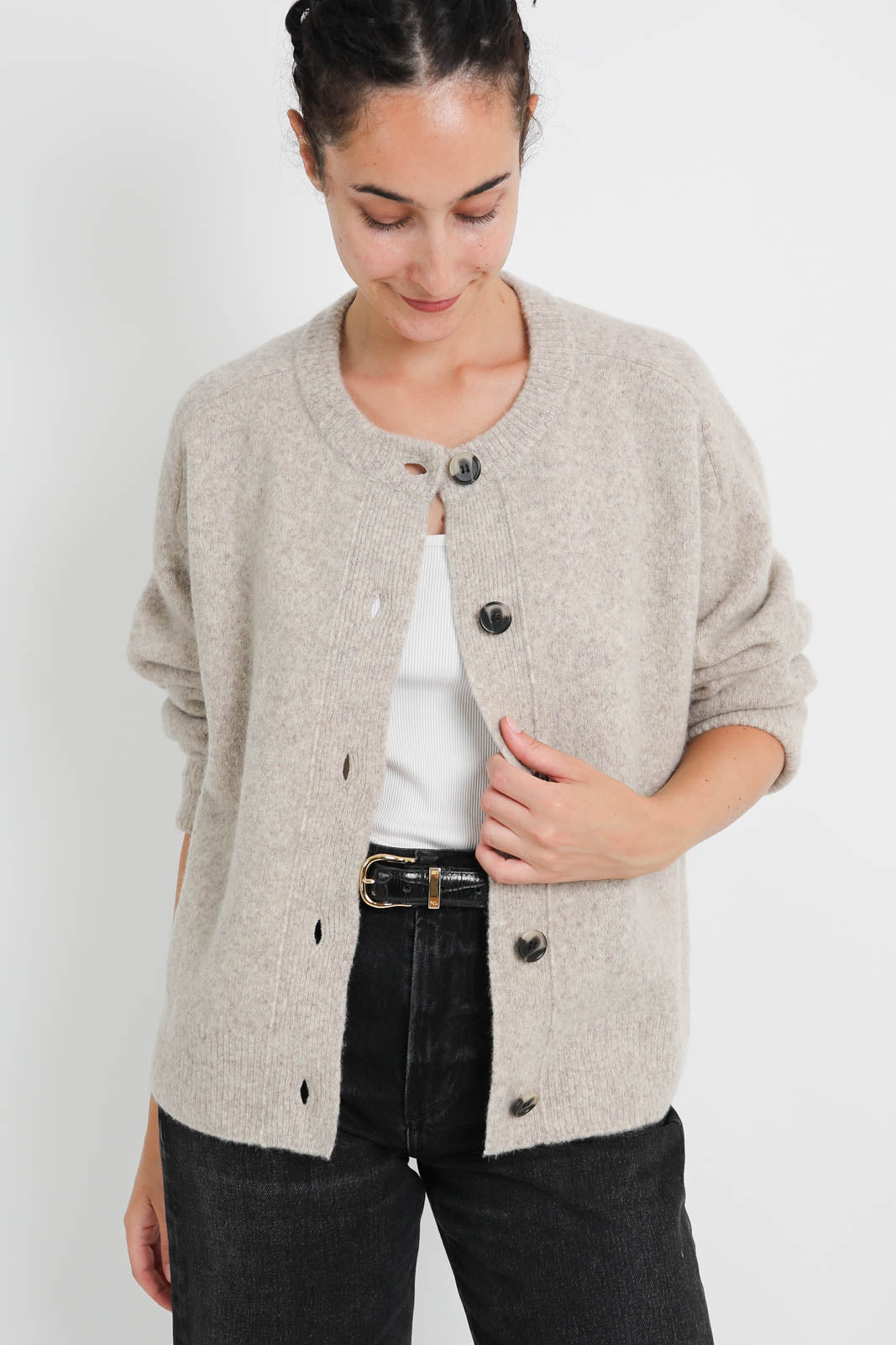 Zenggi, Boxy cardigan in shearling