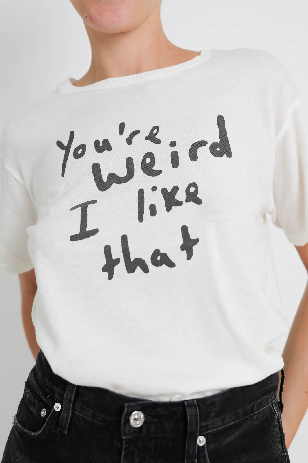 R13, T-Shirt You're Weird in white