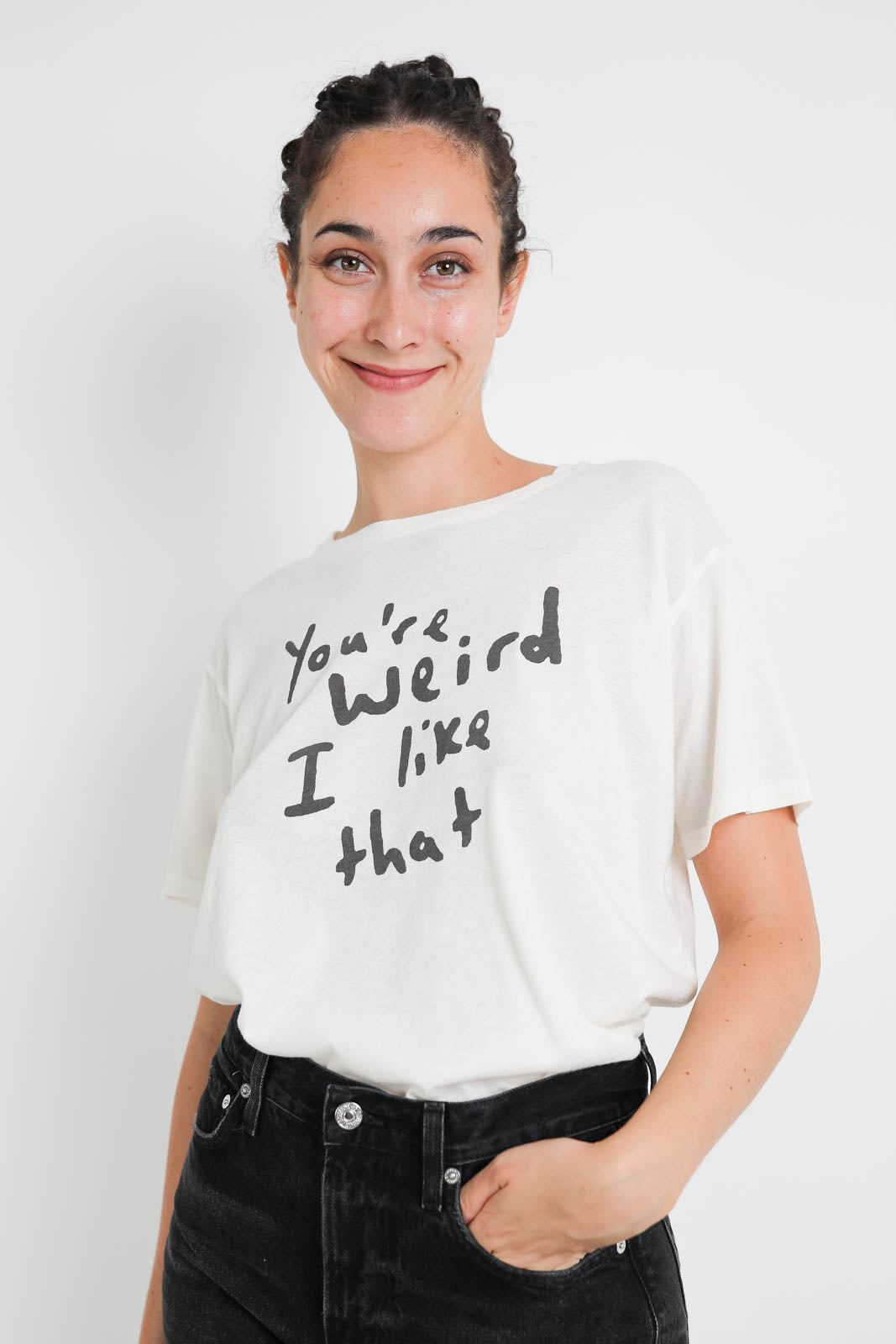 R13, T-Shirt You're Weird in white