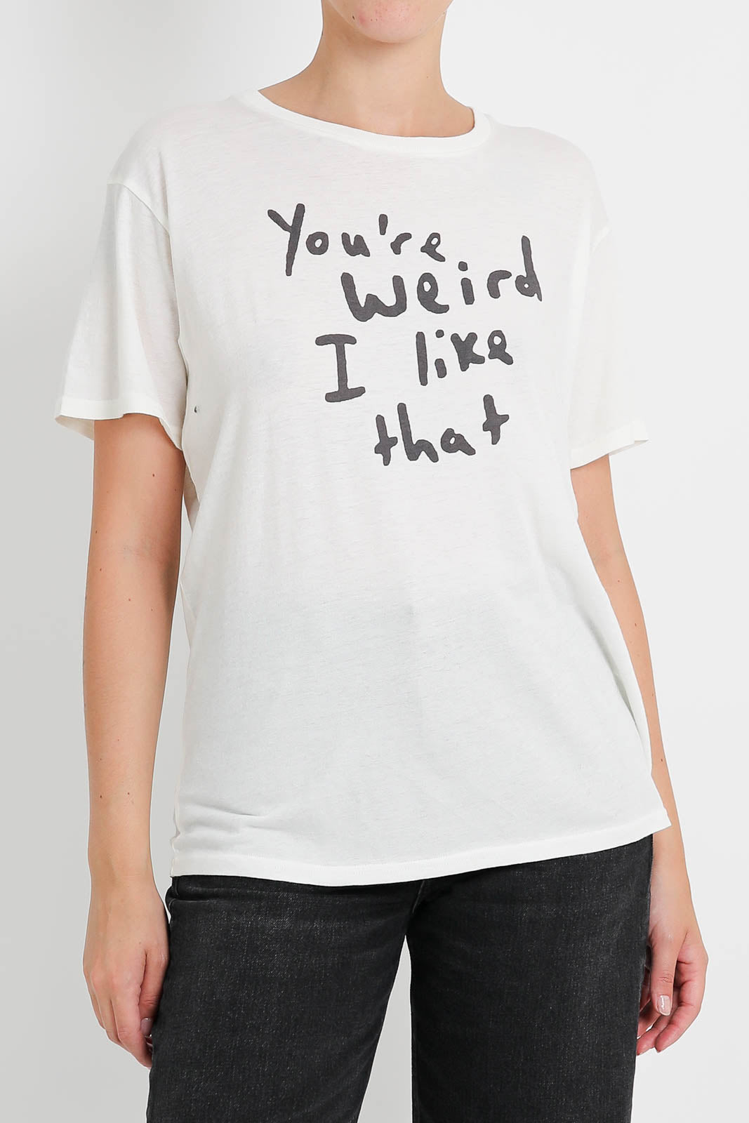 R13, T-Shirt You're Weird in white