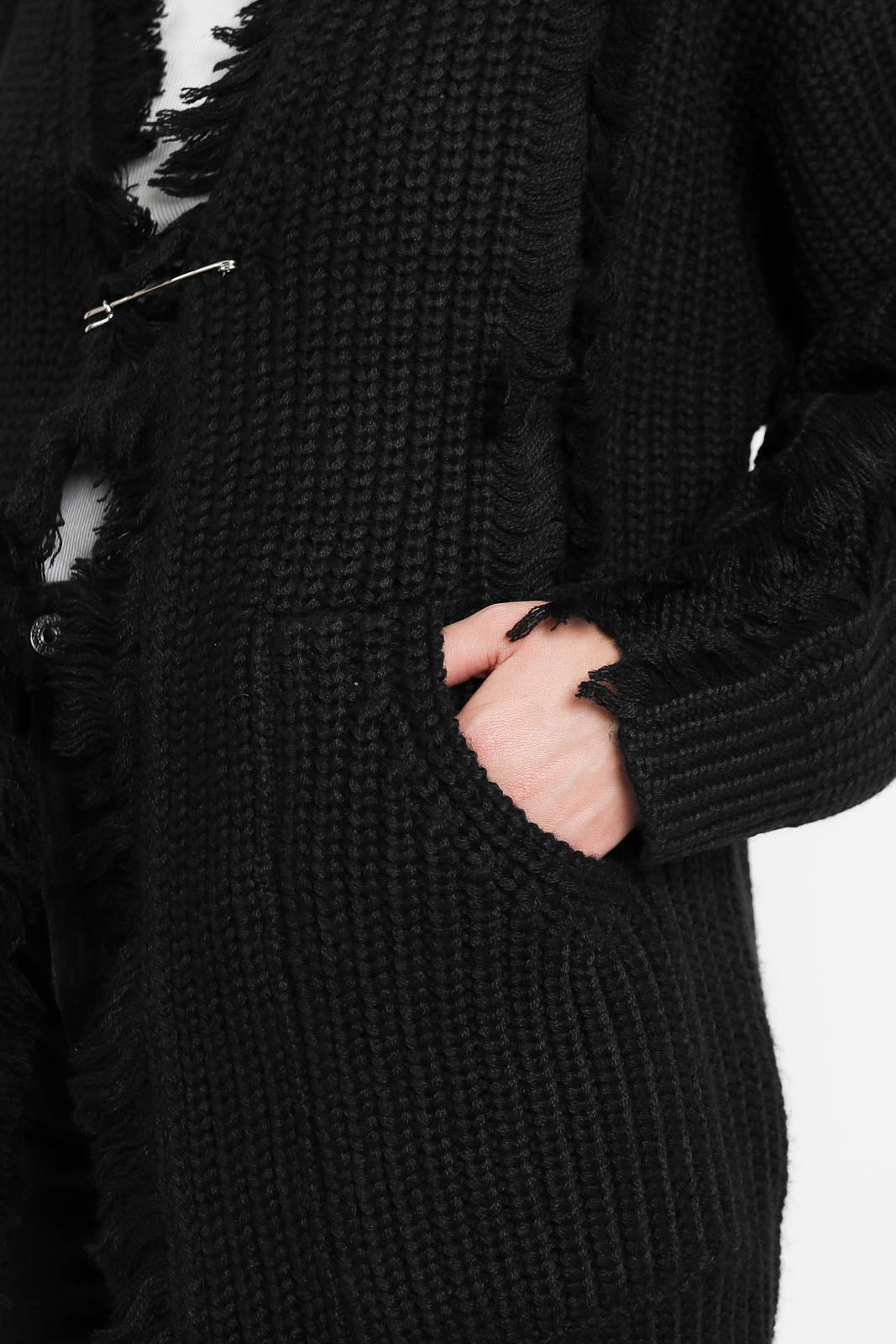 R13, Cardigan Fringe in black