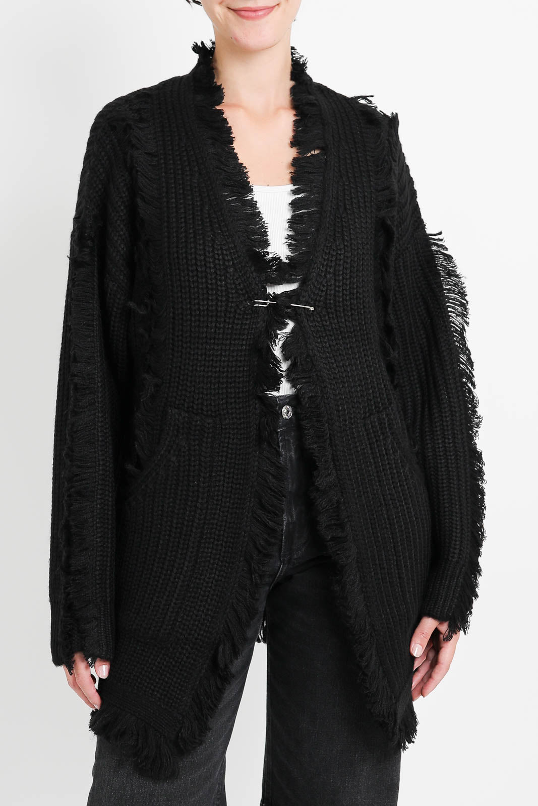 R13, Cardigan Fringe in black