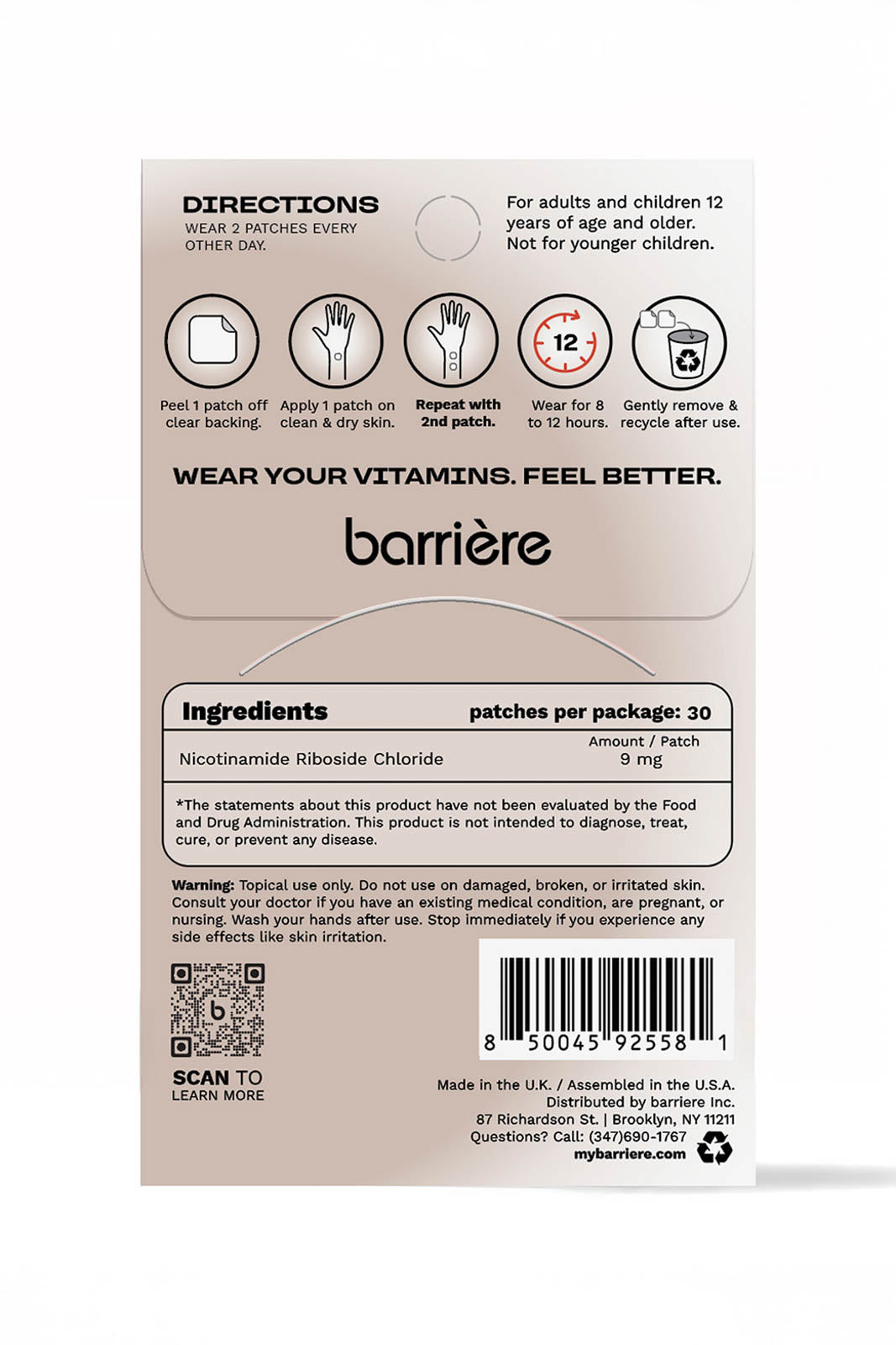 Barrier, plaster YOUth Repair NAD+ Elements