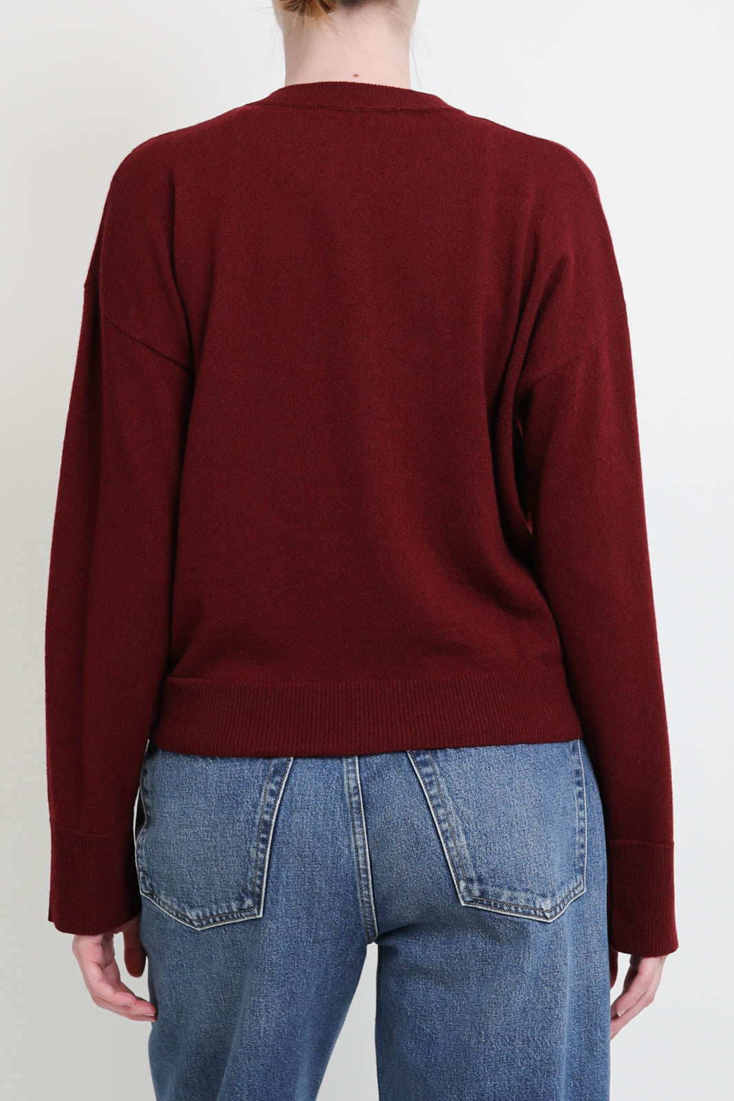 Pomandère, wool cardigan in Wine Red
