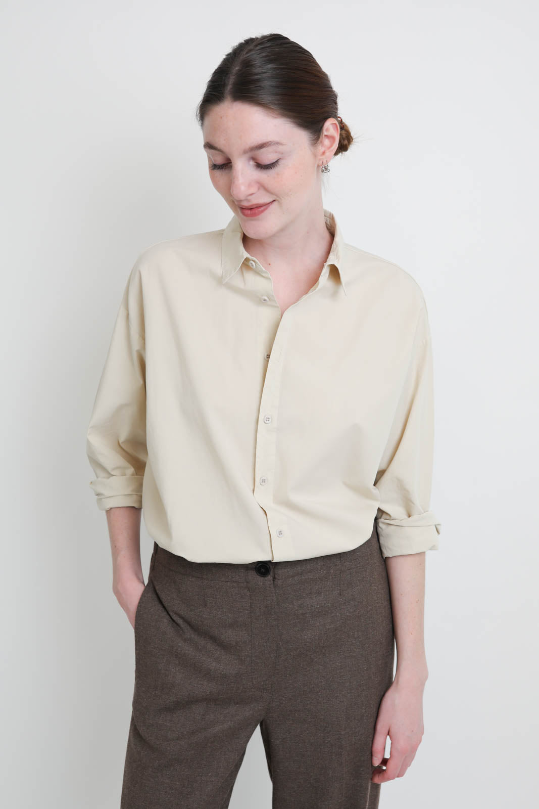 Pomandère, cotton blouse in ivory