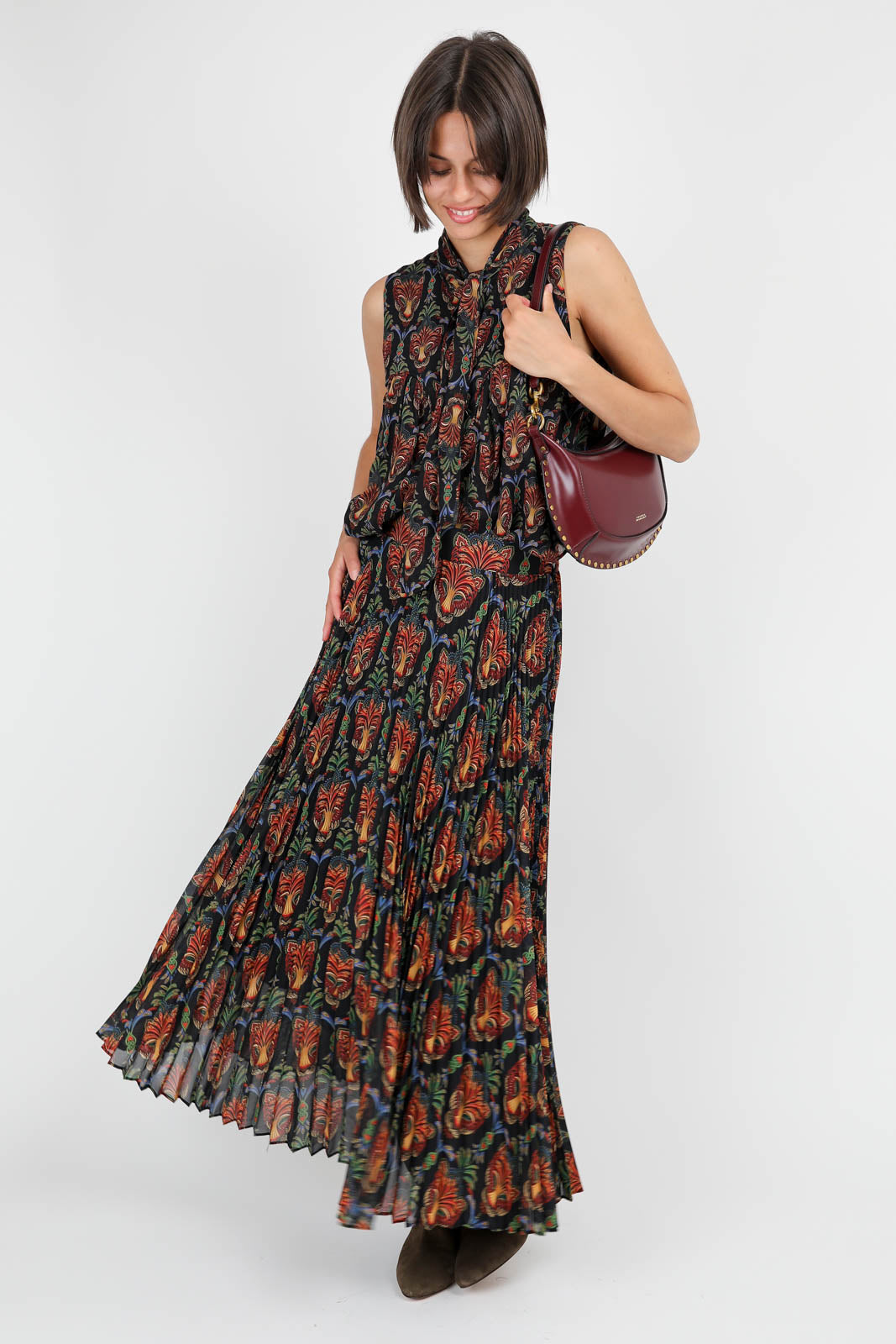 Sleeveless blouse in Boho Panther Black