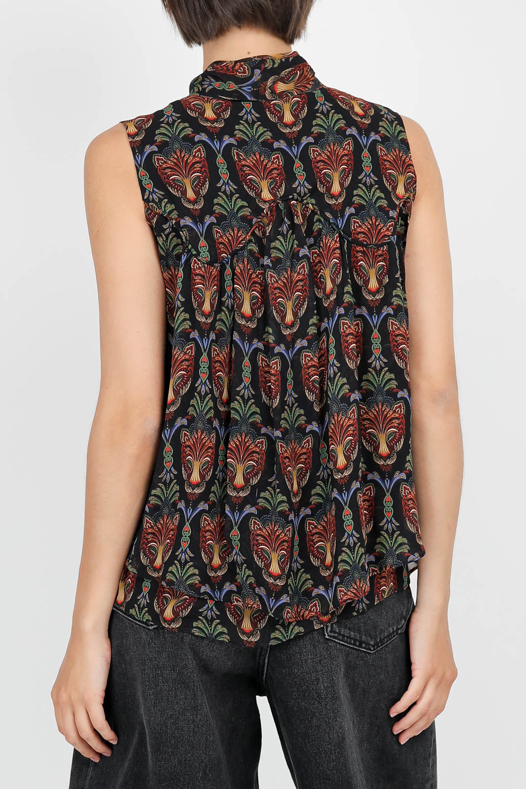 Sleeveless blouse in Boho Panther Black