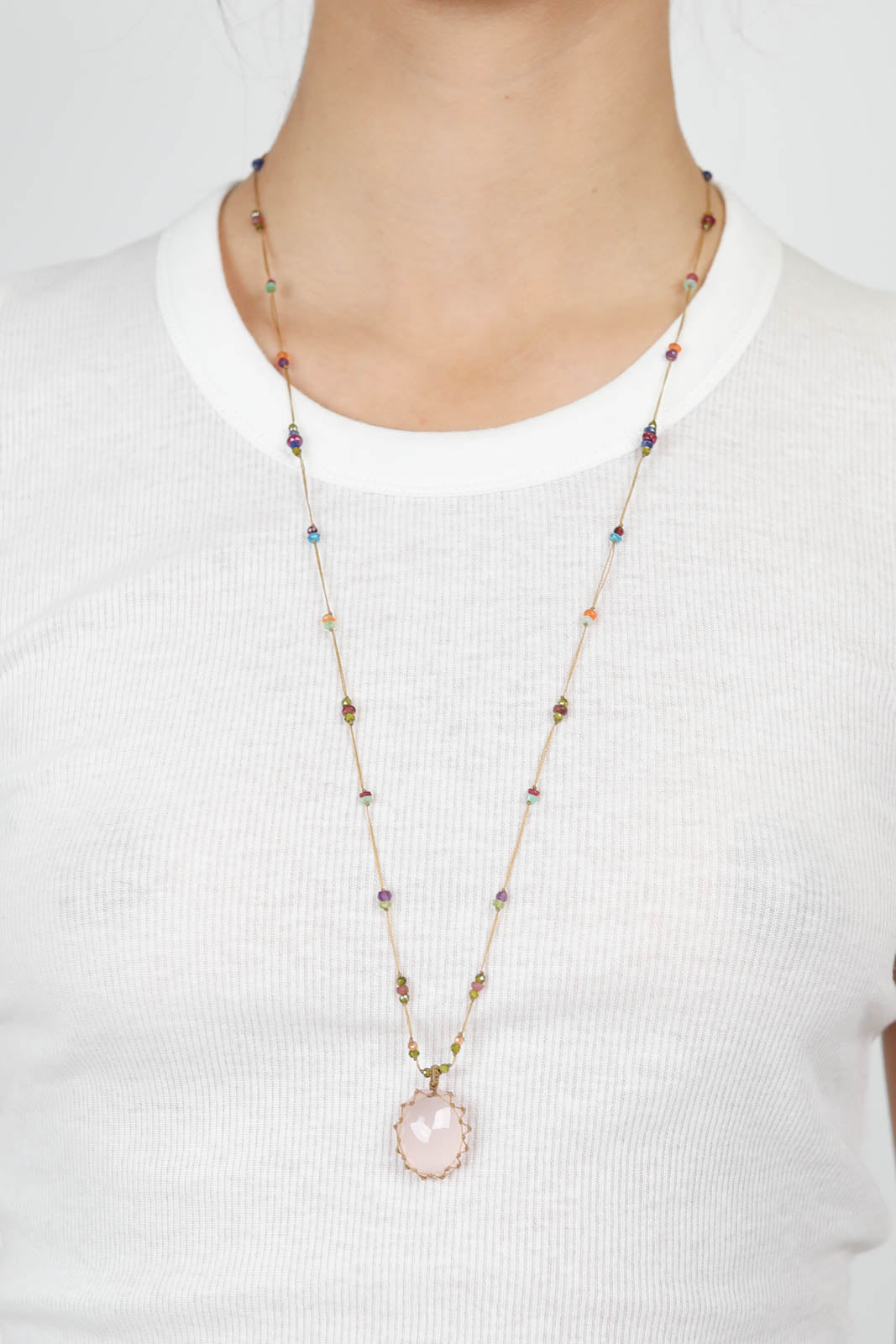 Tibet necklace in pink quartz