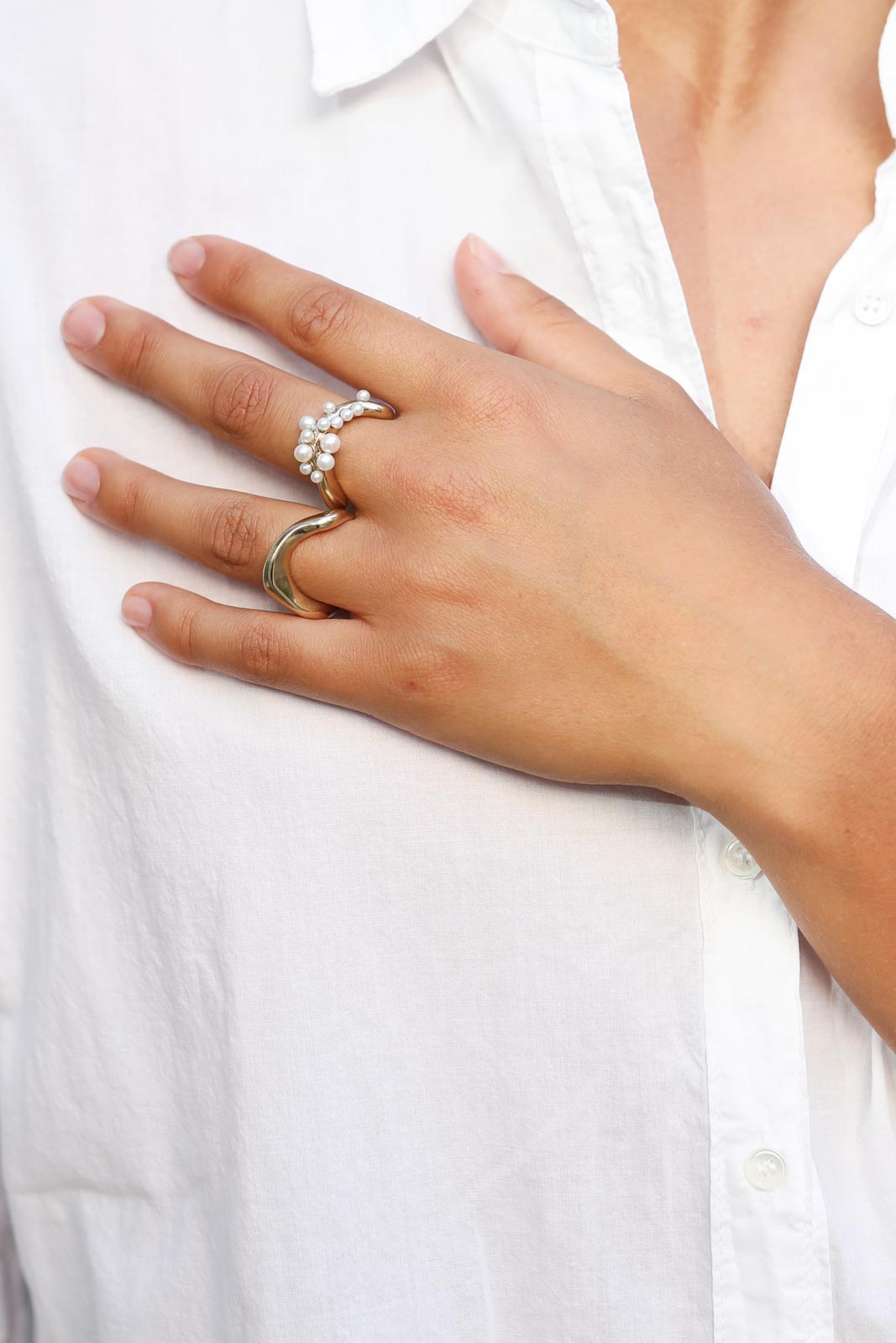 Wave Large ring in gold