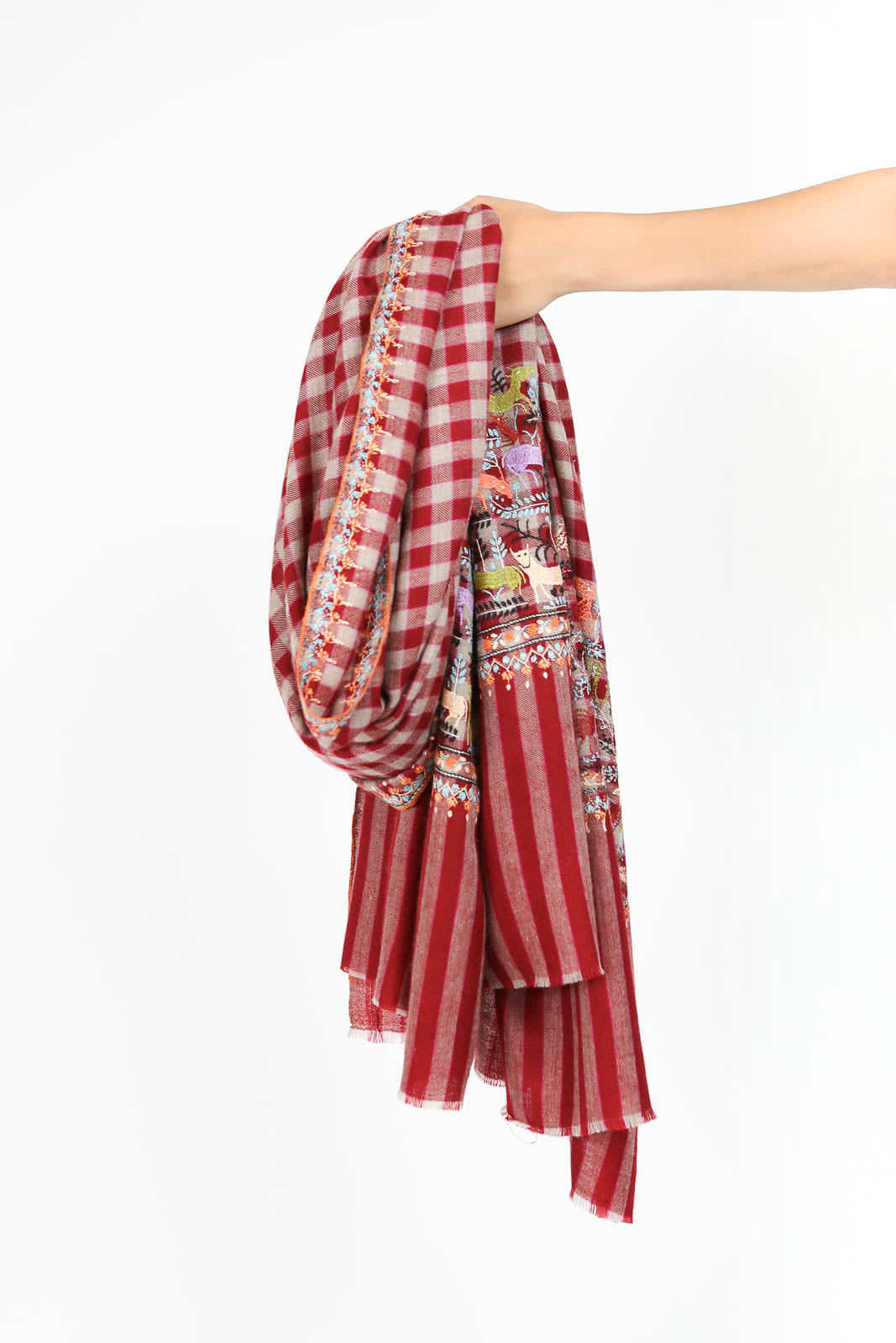 Scarf Pashmina 2 in Bordeaux Animals