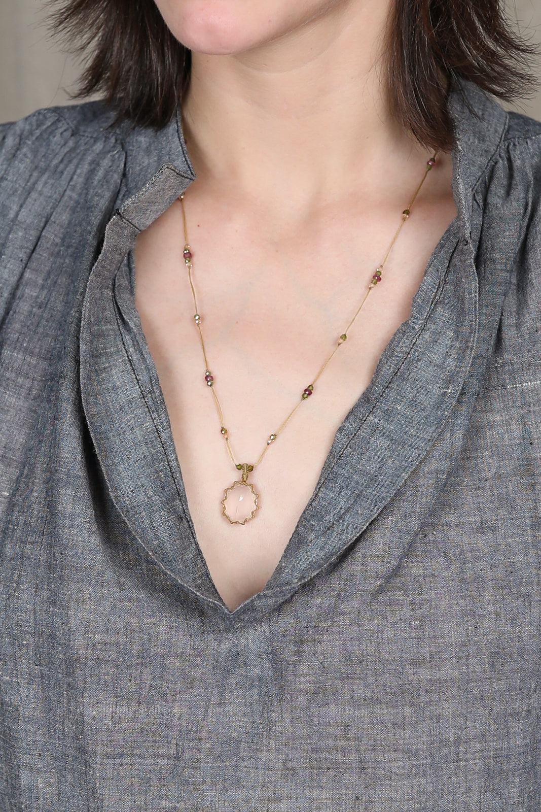 Tibet necklace in pink quartz