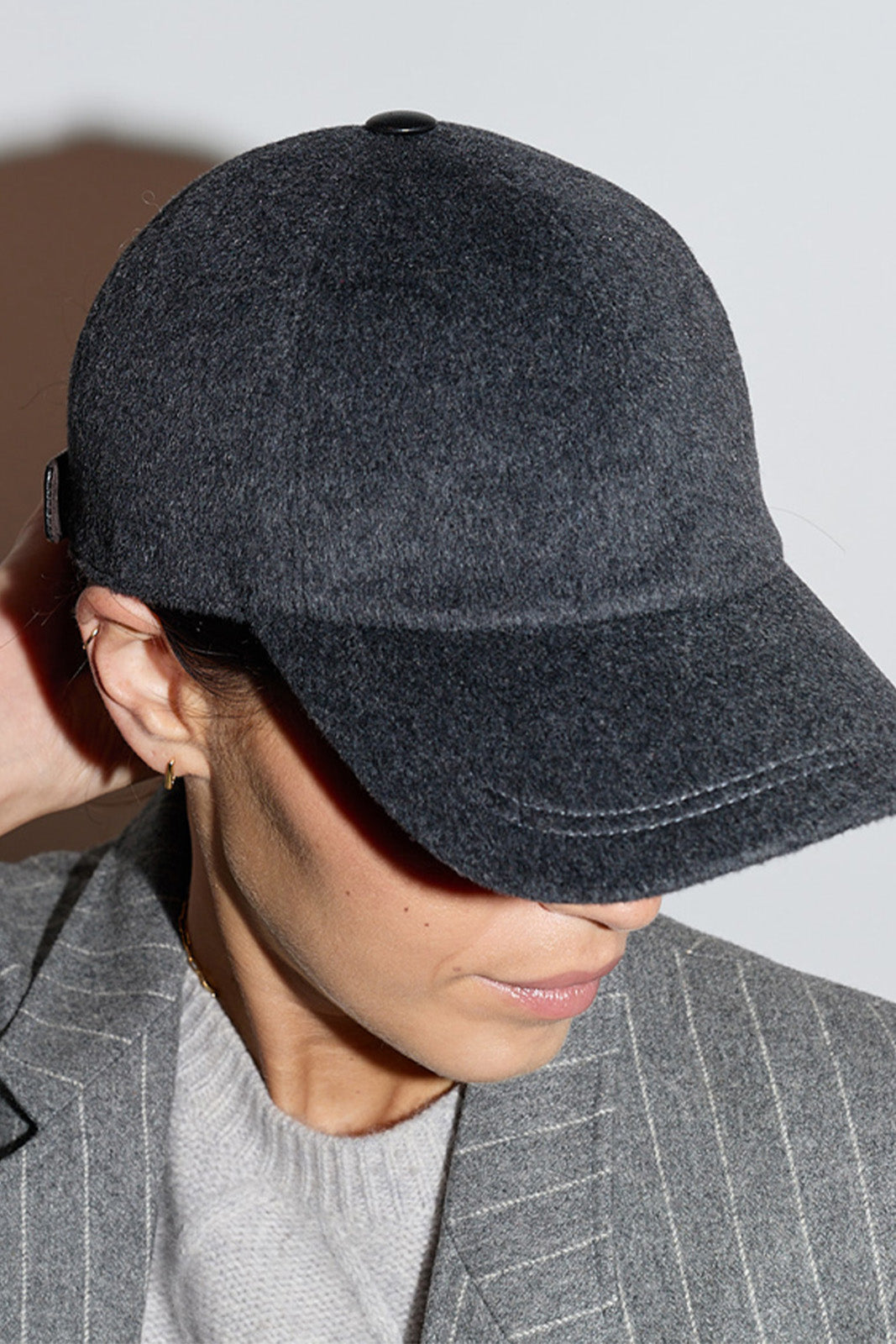 Casquette de baseball en cachemire gris