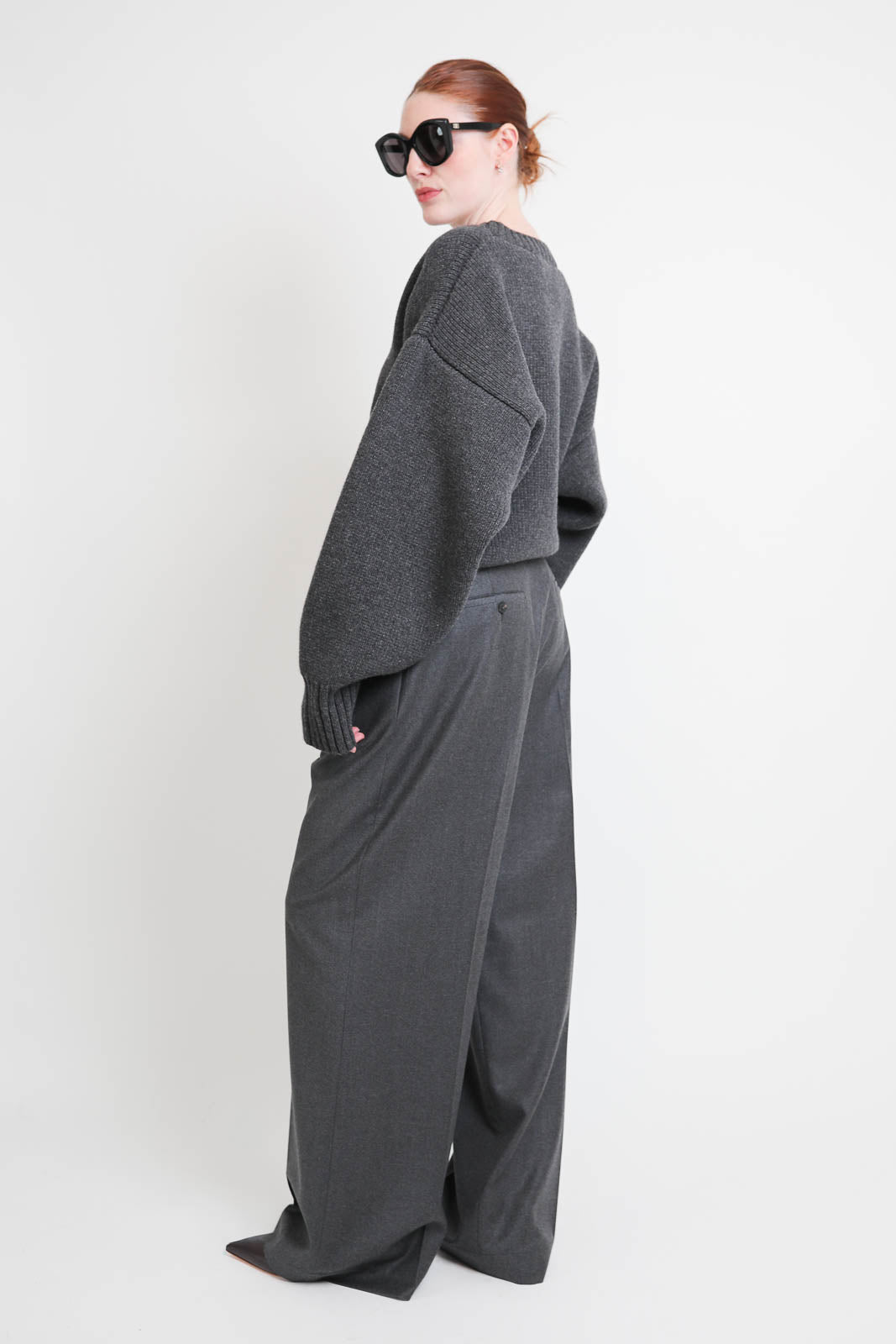 Róhe, Pullover Sculptural en Mid Grey Melange