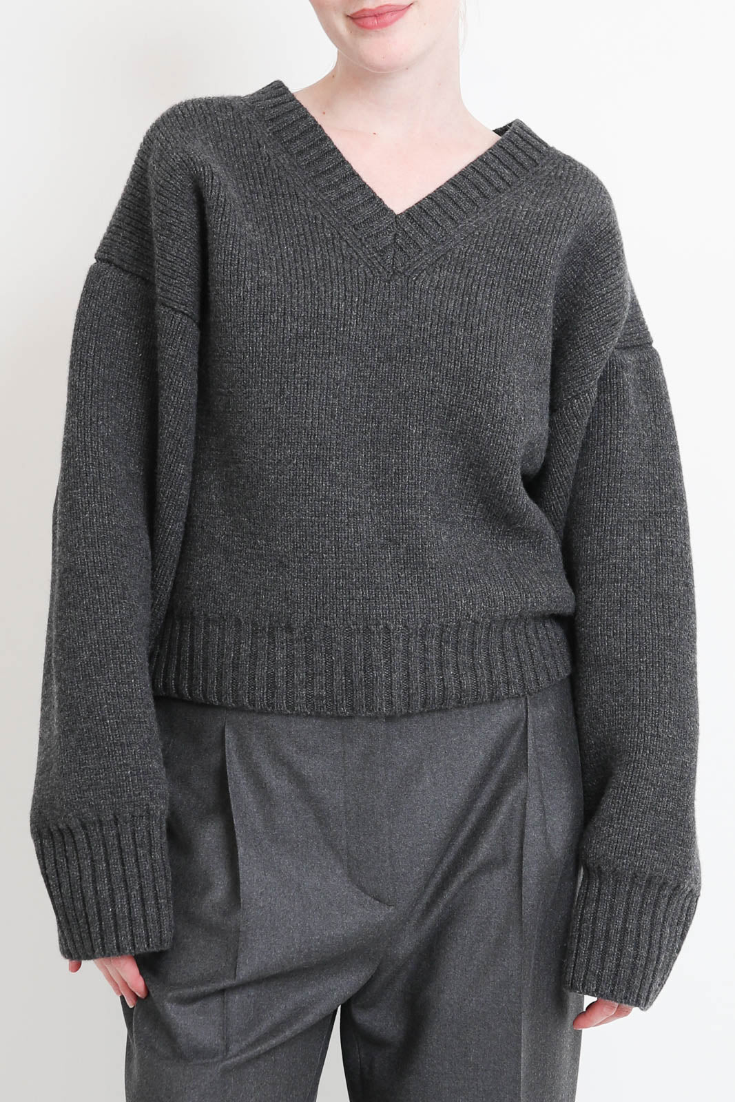 Róhe, Pullover Sculptural en Mid Grey Melange
