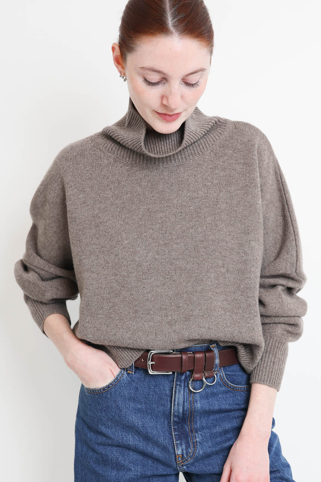 Loulou de Saison, Pullover Luke en taupe mélangée