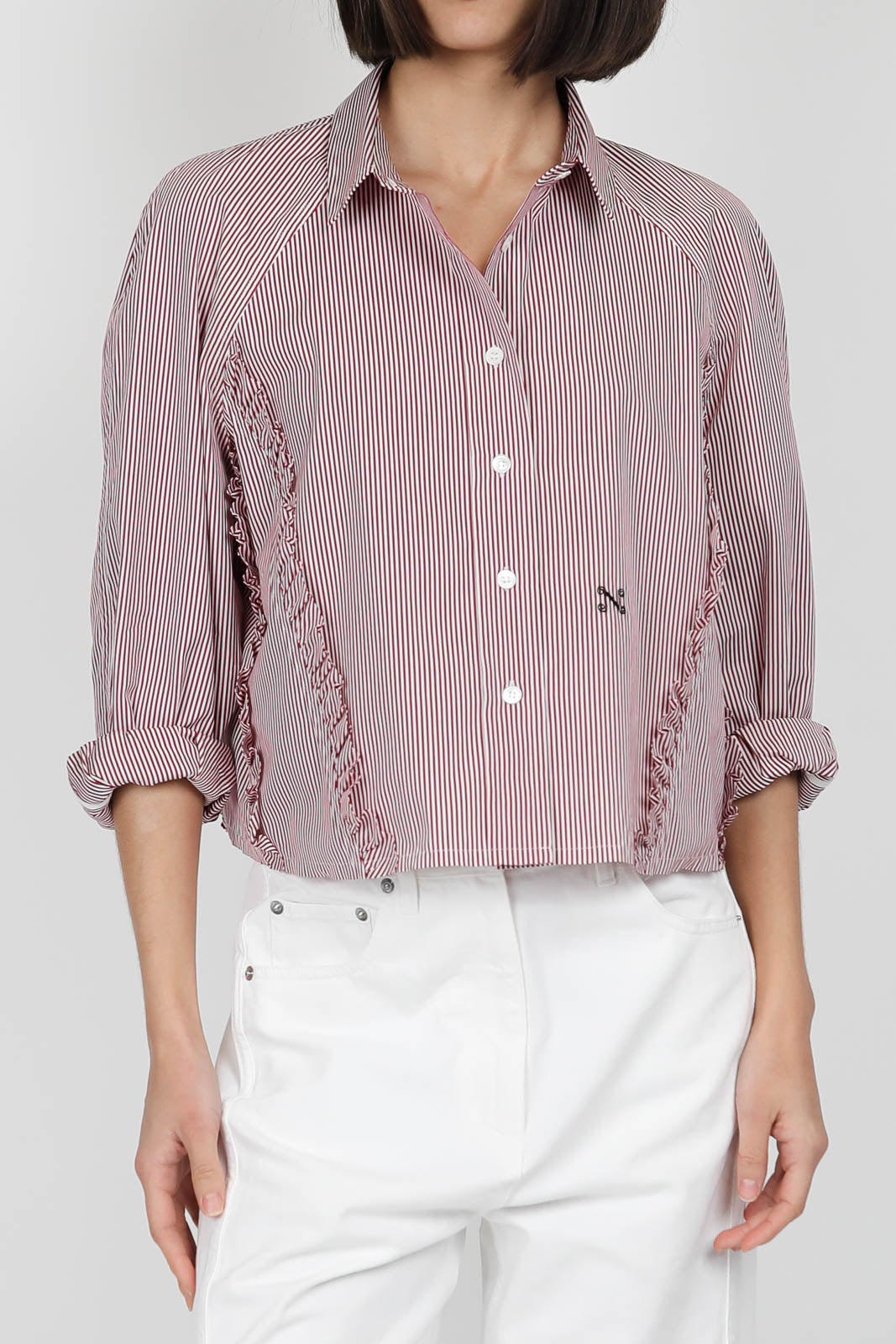 Blouse Moshi Moshi à rayures bordeaux