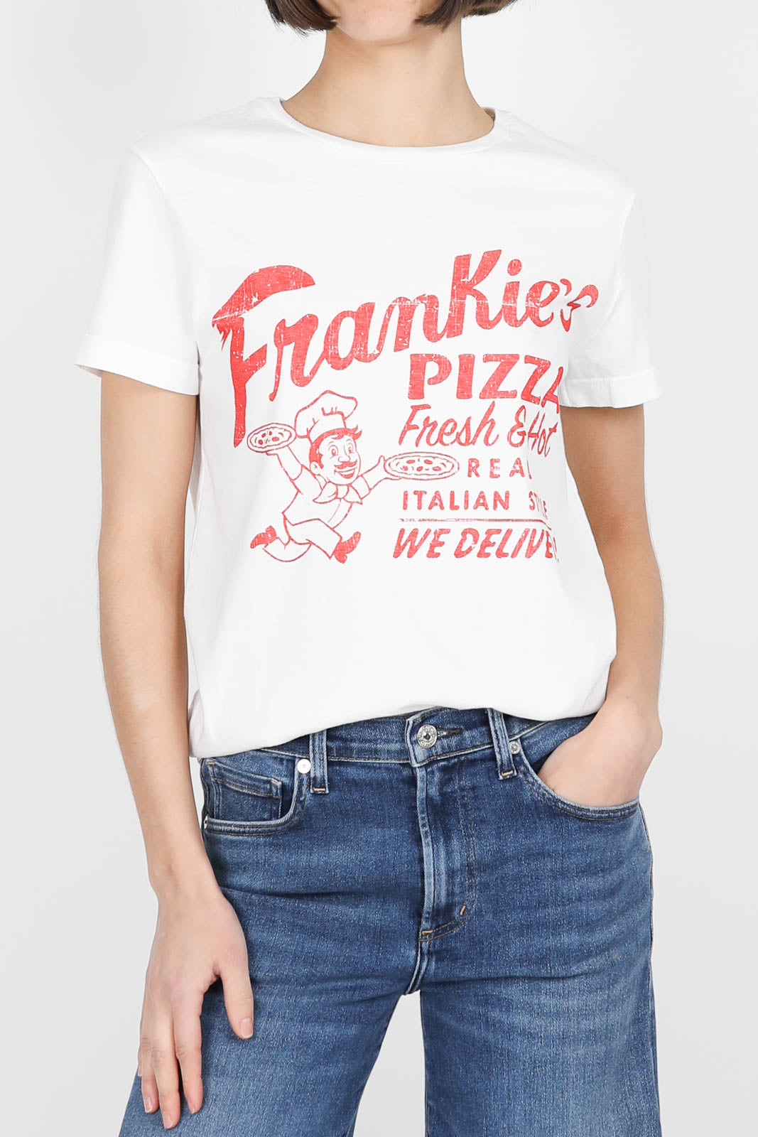 T-shirt Frankie's Pizza en blanc optique