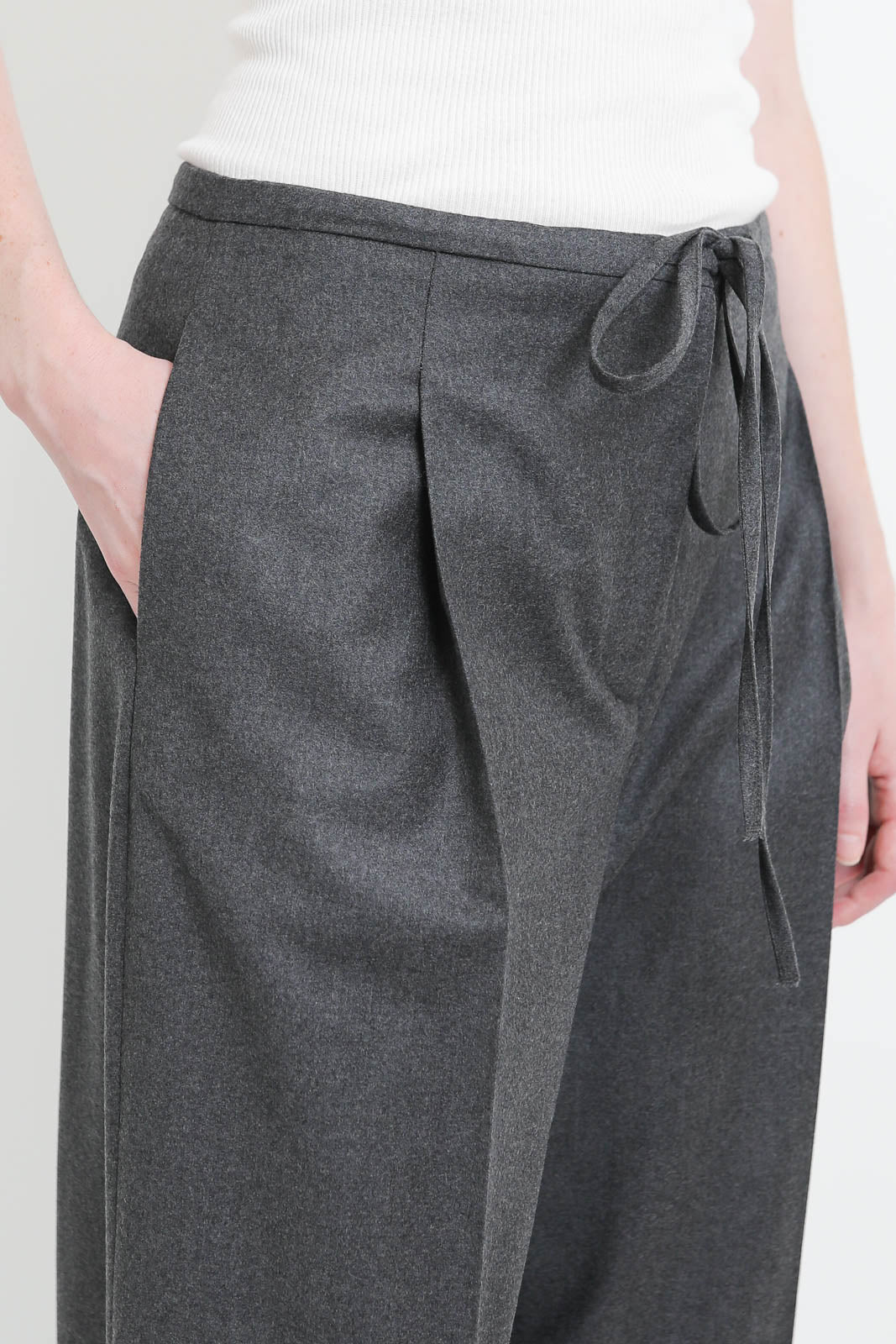 Pantalon brut en laine Dark Grey Melange