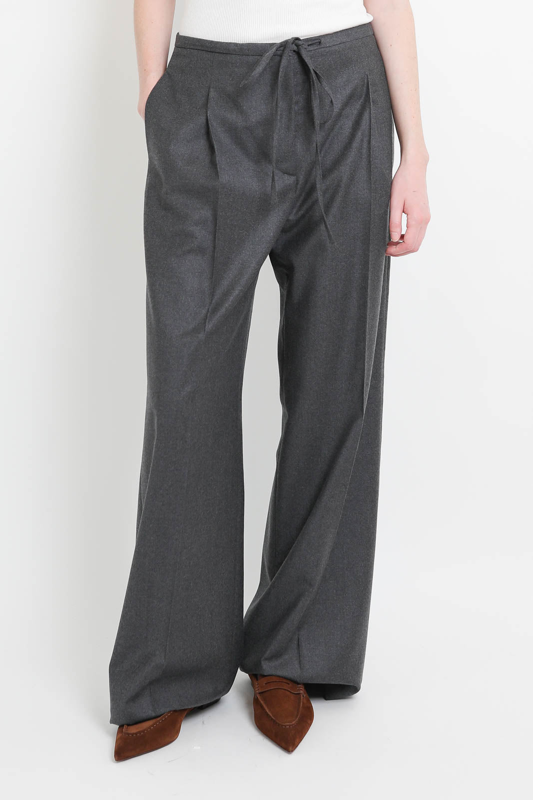 Pantalon brut en laine Dark Grey Melange