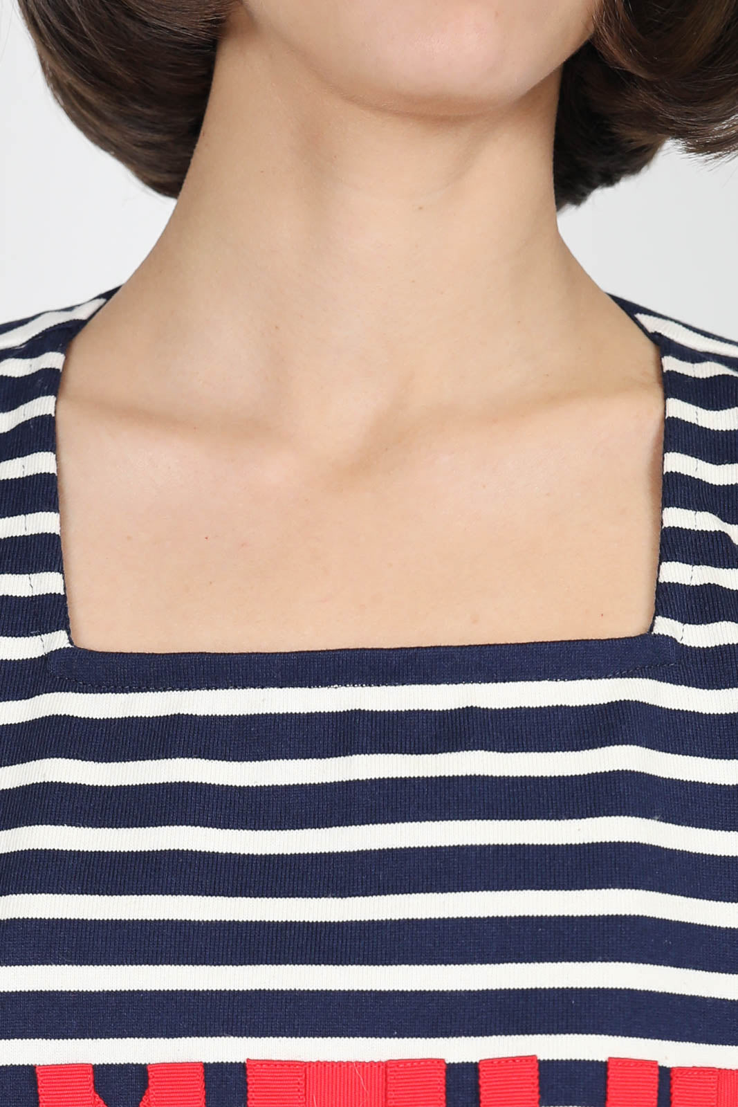Pullover Marinière Amour en marine-blanc