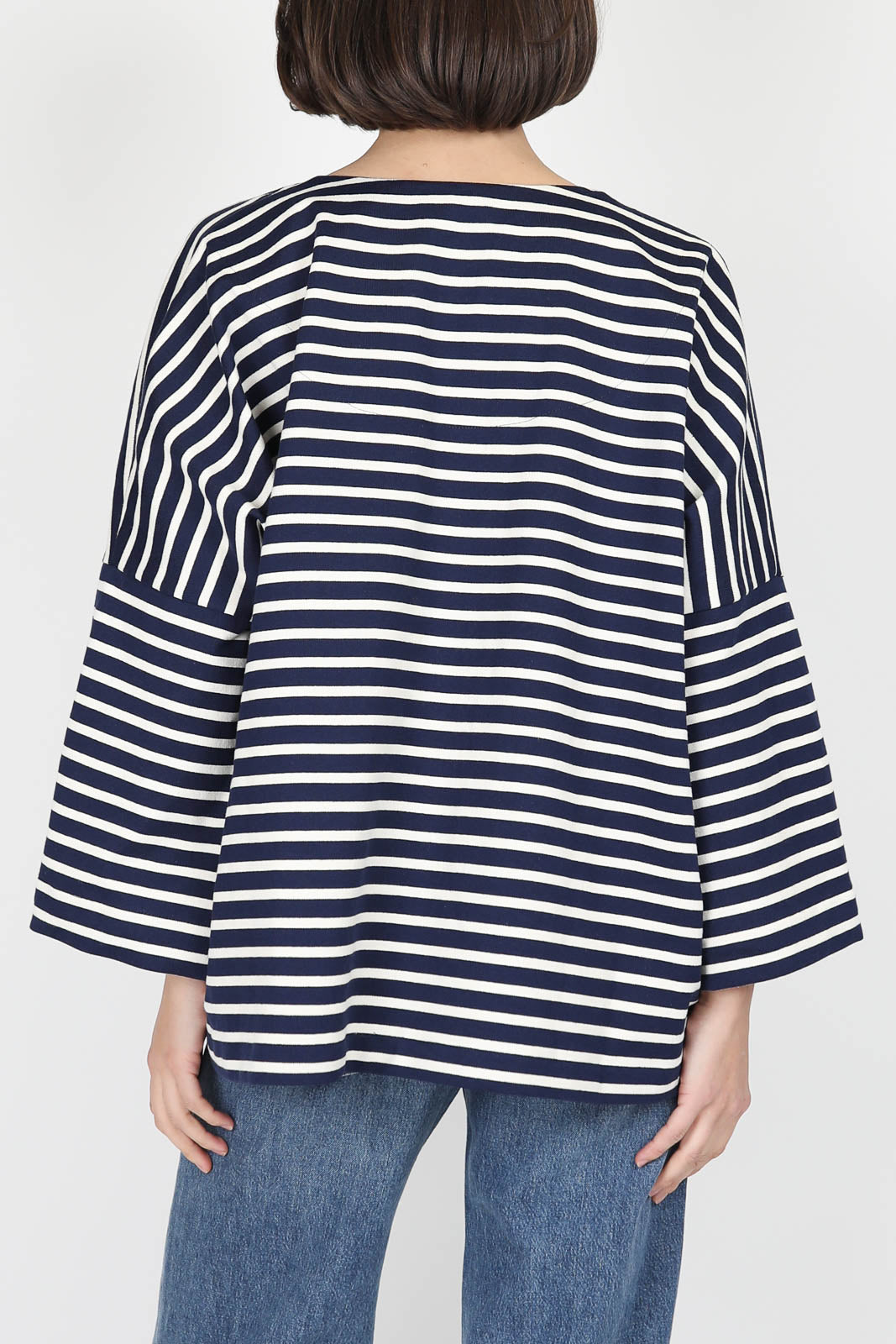 Pullover Marinière Amour en marine-blanc