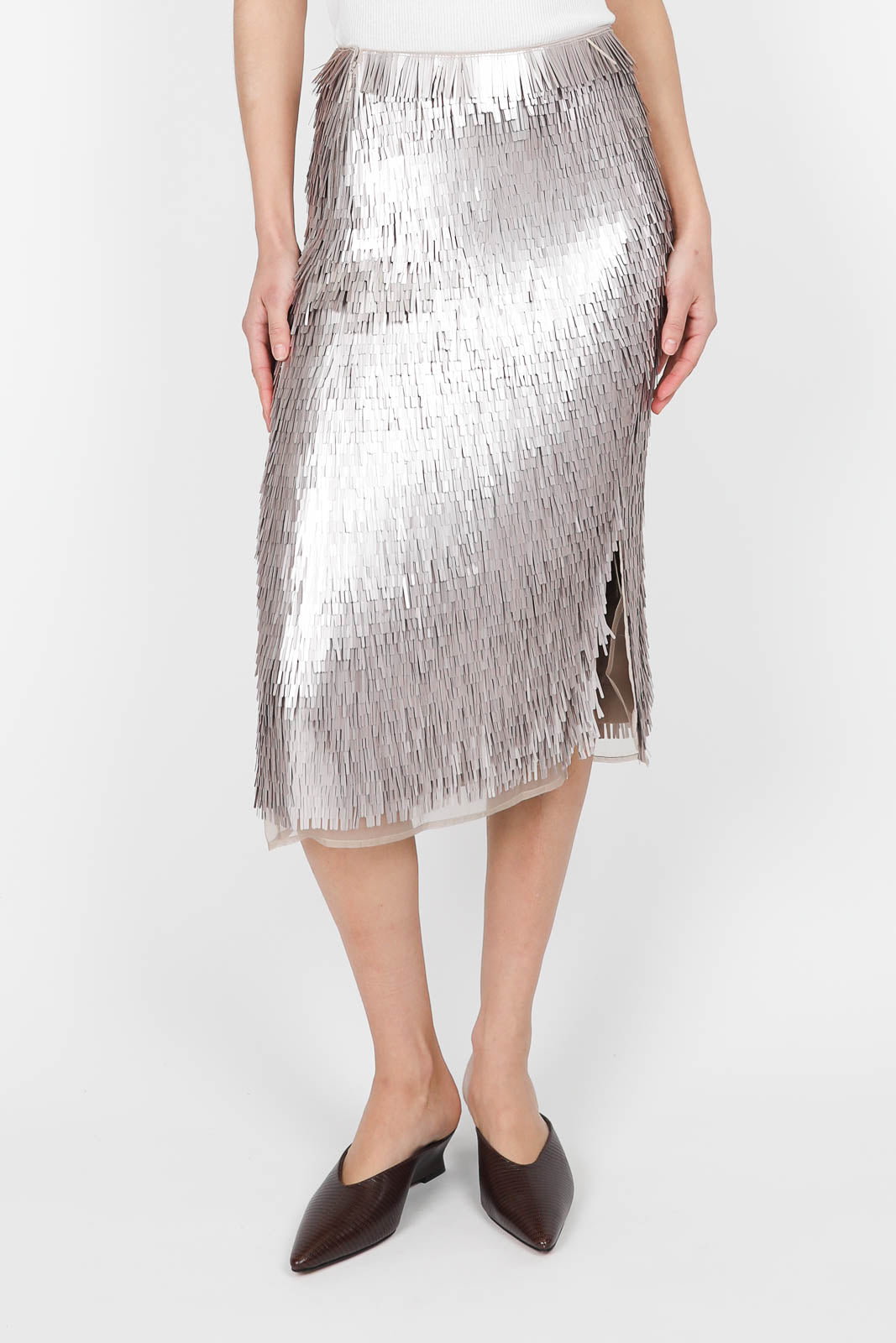 Jupe avec paillettes en argent