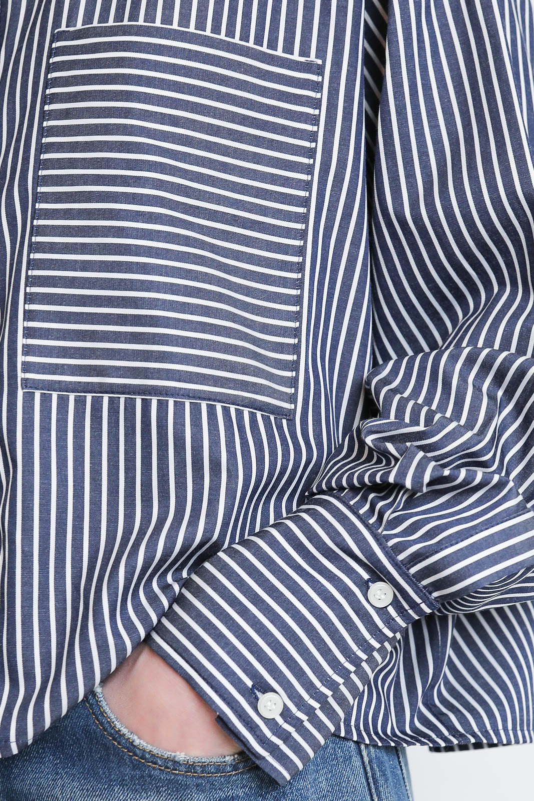 Atelier 1985, chemisier Kevin Crop bleu/blanc