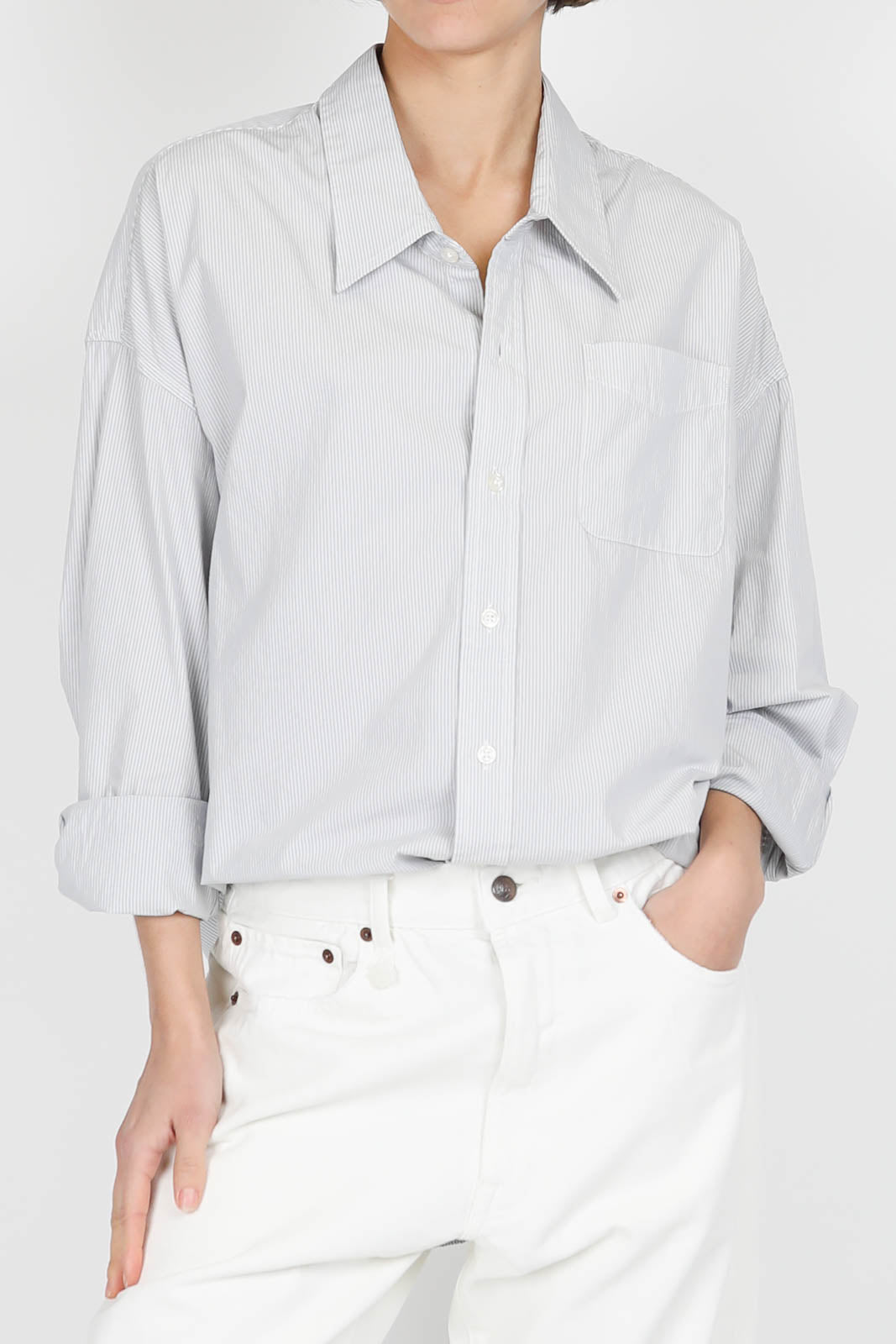 Blouse Oxford à rayures bleues