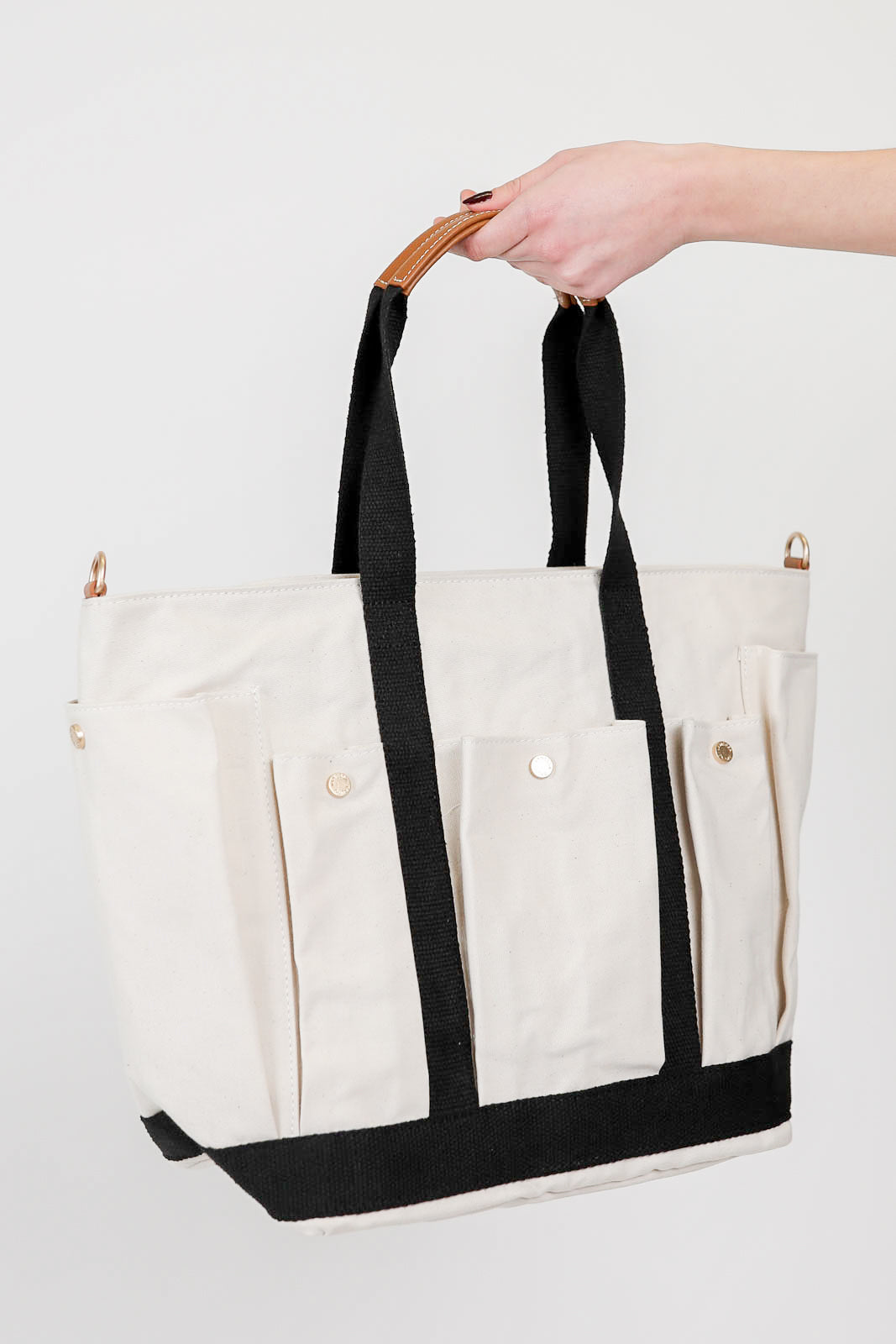 Sac Cabas Multipoche L en écru/noir