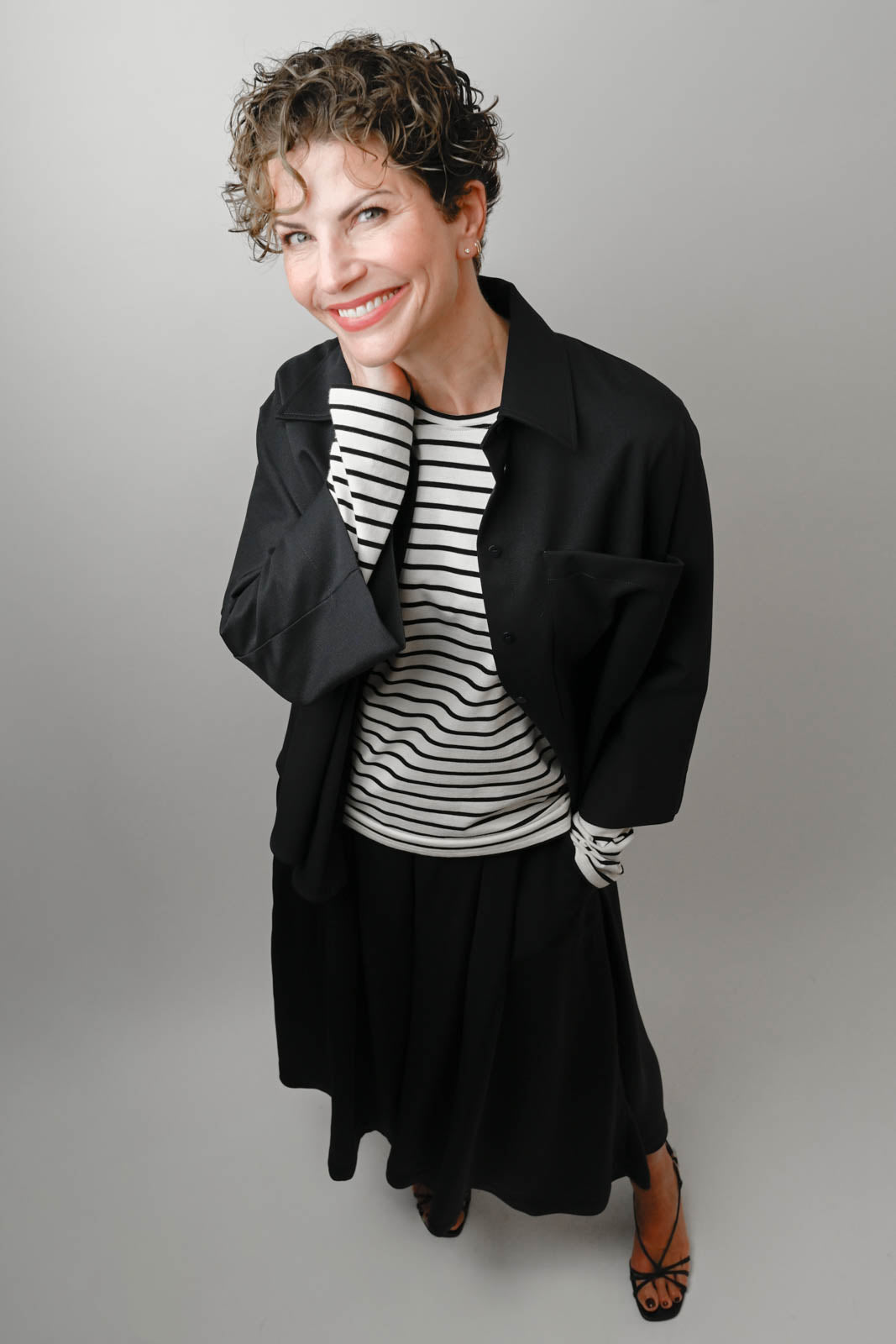 Vestibule Garderobe, Pullover Francoise in Noir Stripes 
