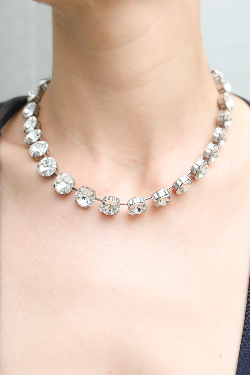 Halskette Big Crystals Choker in Silber