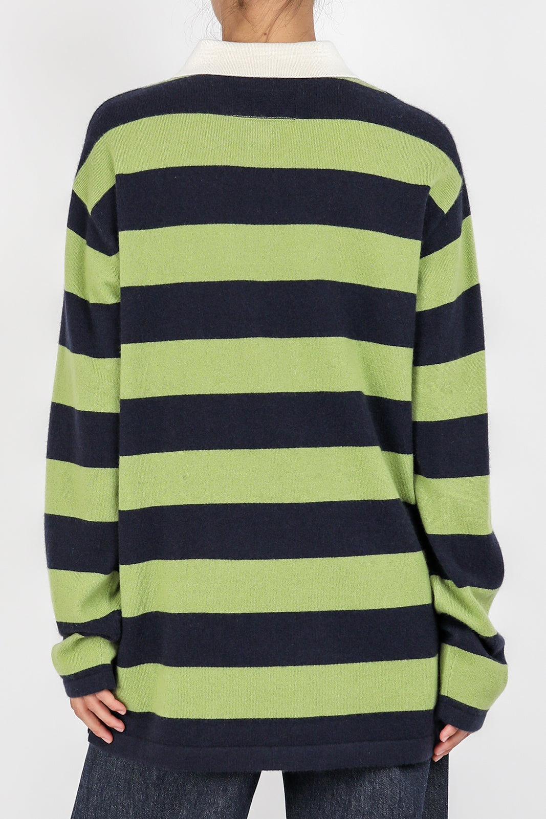 Pullover Striped Rugby in Matcha/Midnight Stripe