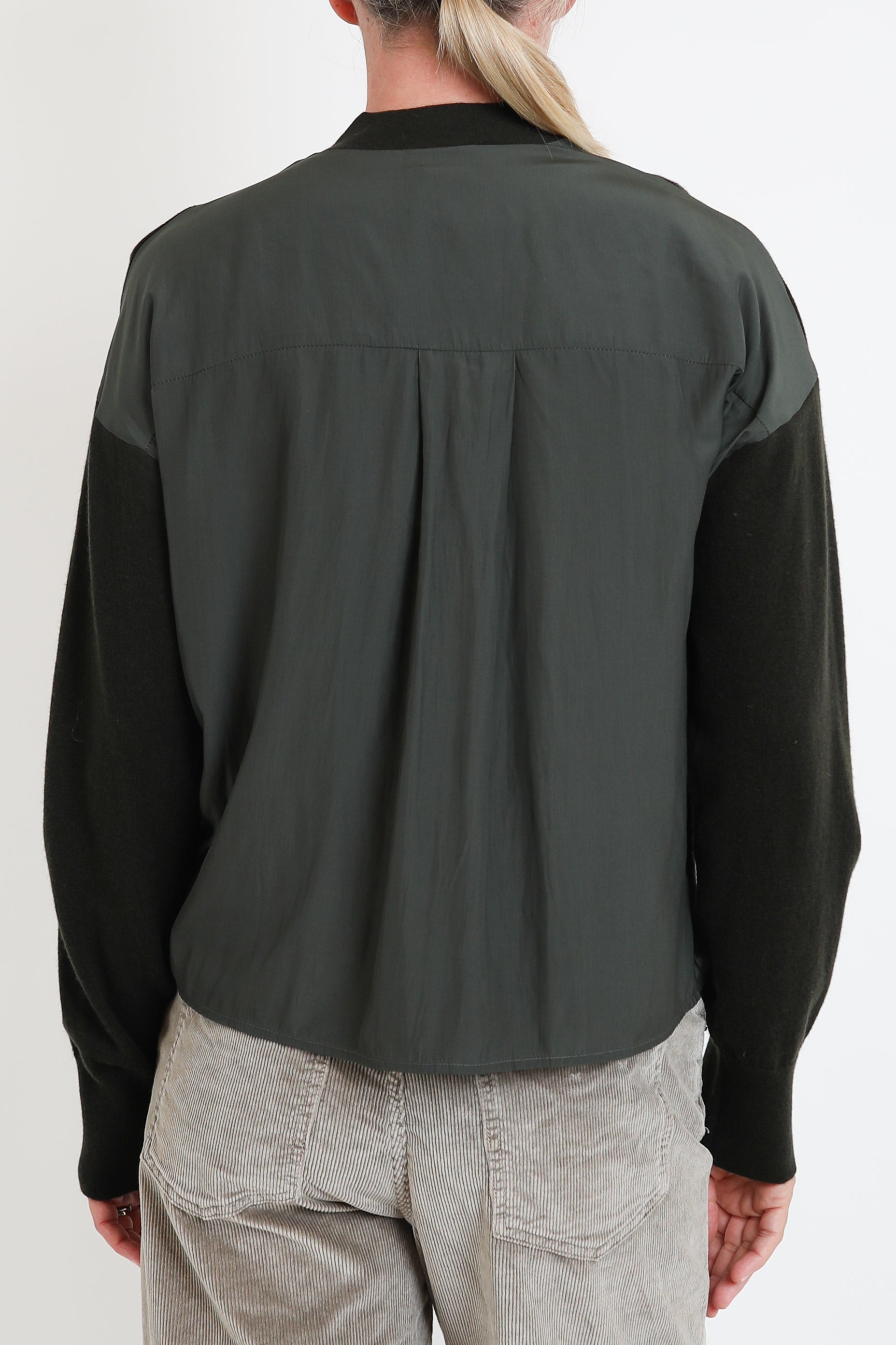 Zenggi, Cardigan Cash Blend Woven Mix in Pine Green
