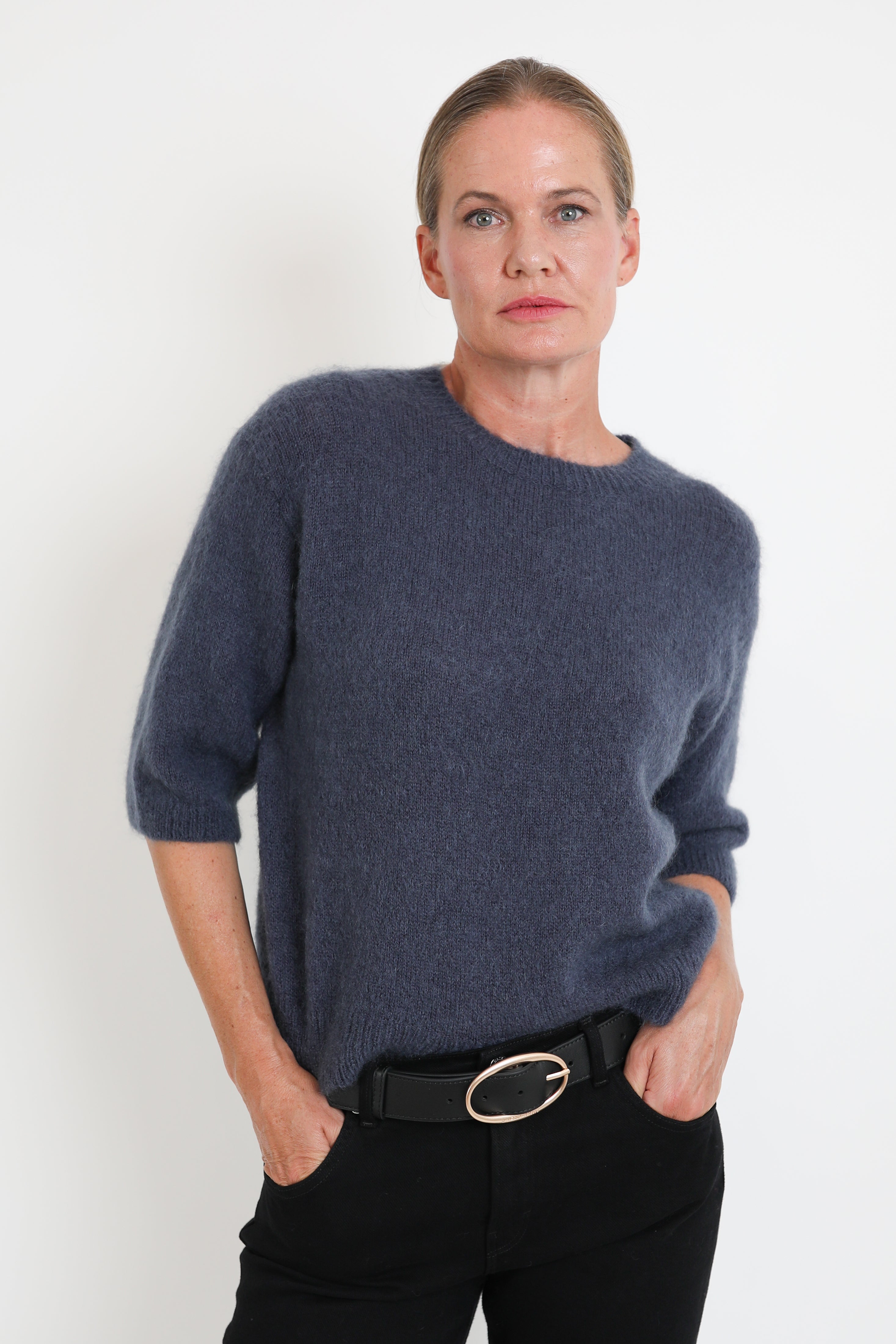 Pomandere, Pullover aus Mohair in Petrol