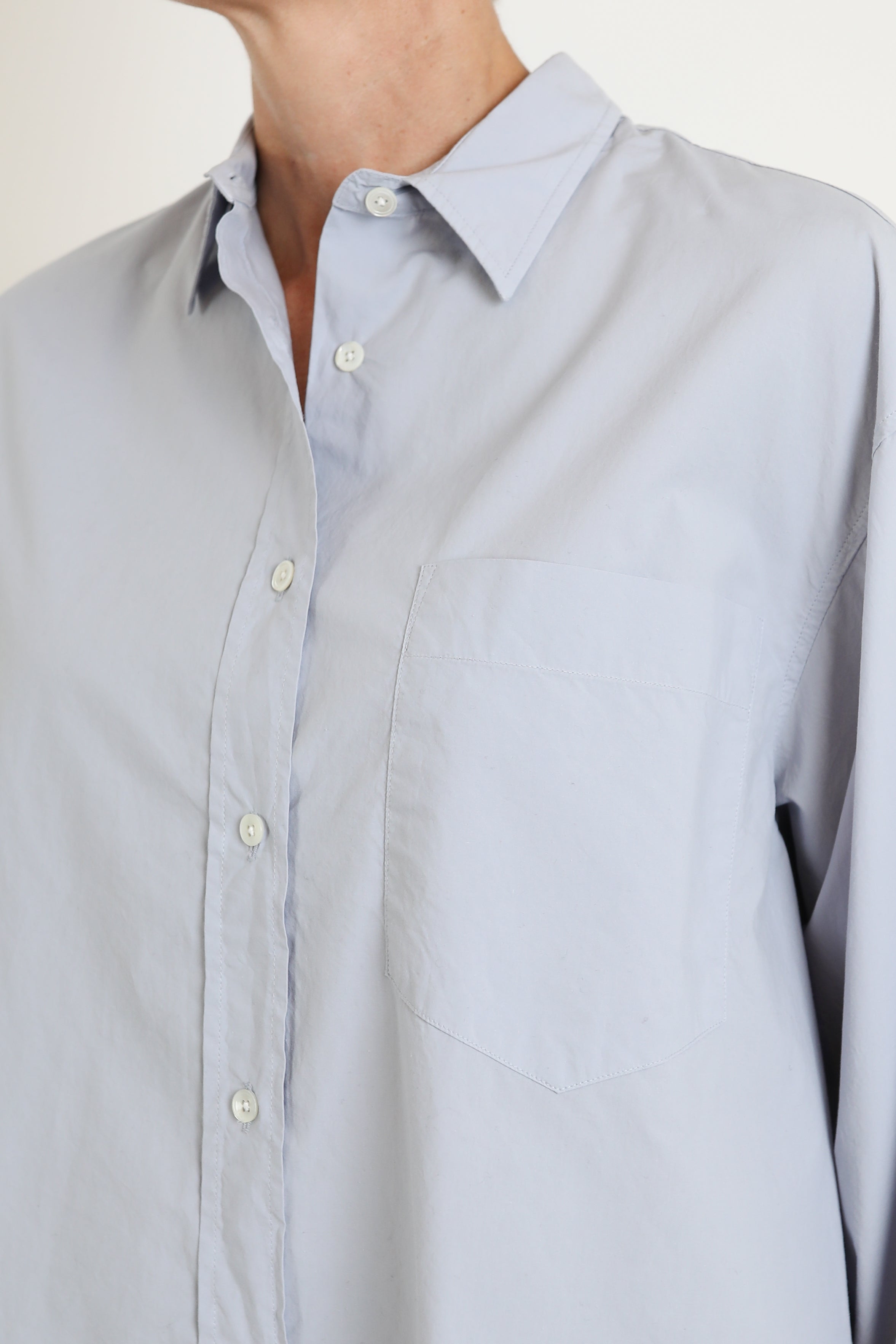 Zenggi, Bluse Cotton Poplin Cropped in Horizon Blue