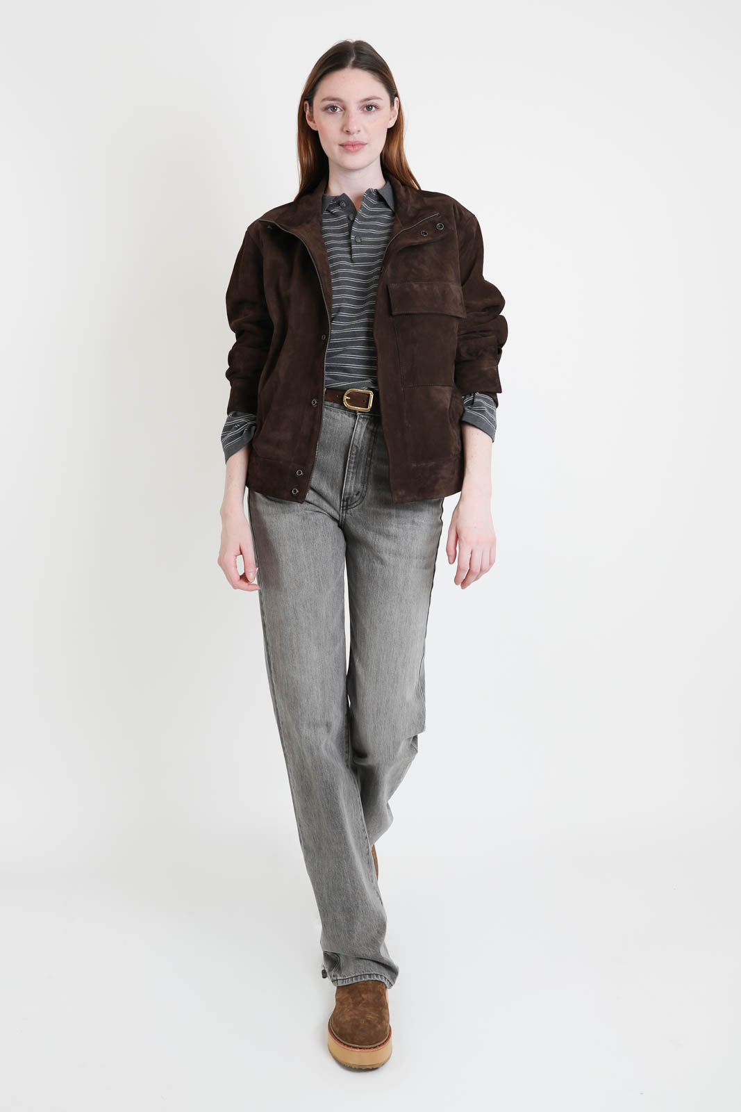 Jacke Cirque aus Leder in Chocolate Brown