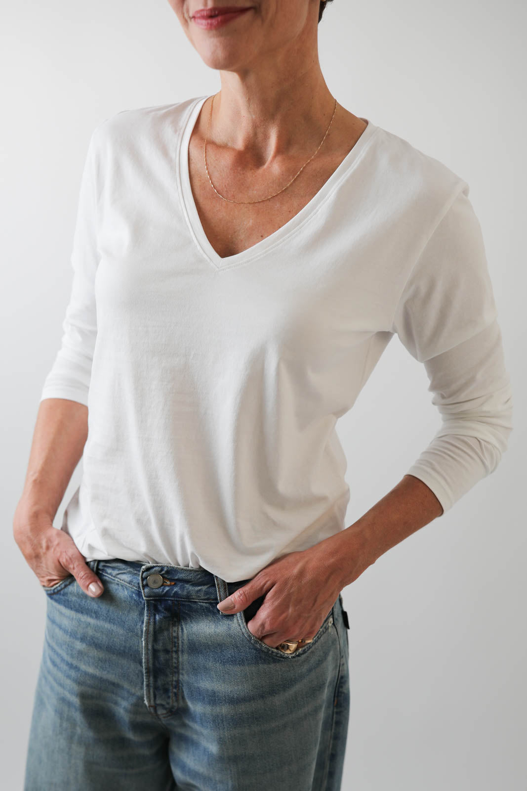 Langarm-Shirt Chloe in Weiss