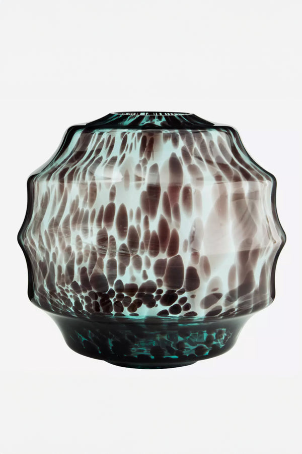 Vase Round Glass Big in Teal/Brown