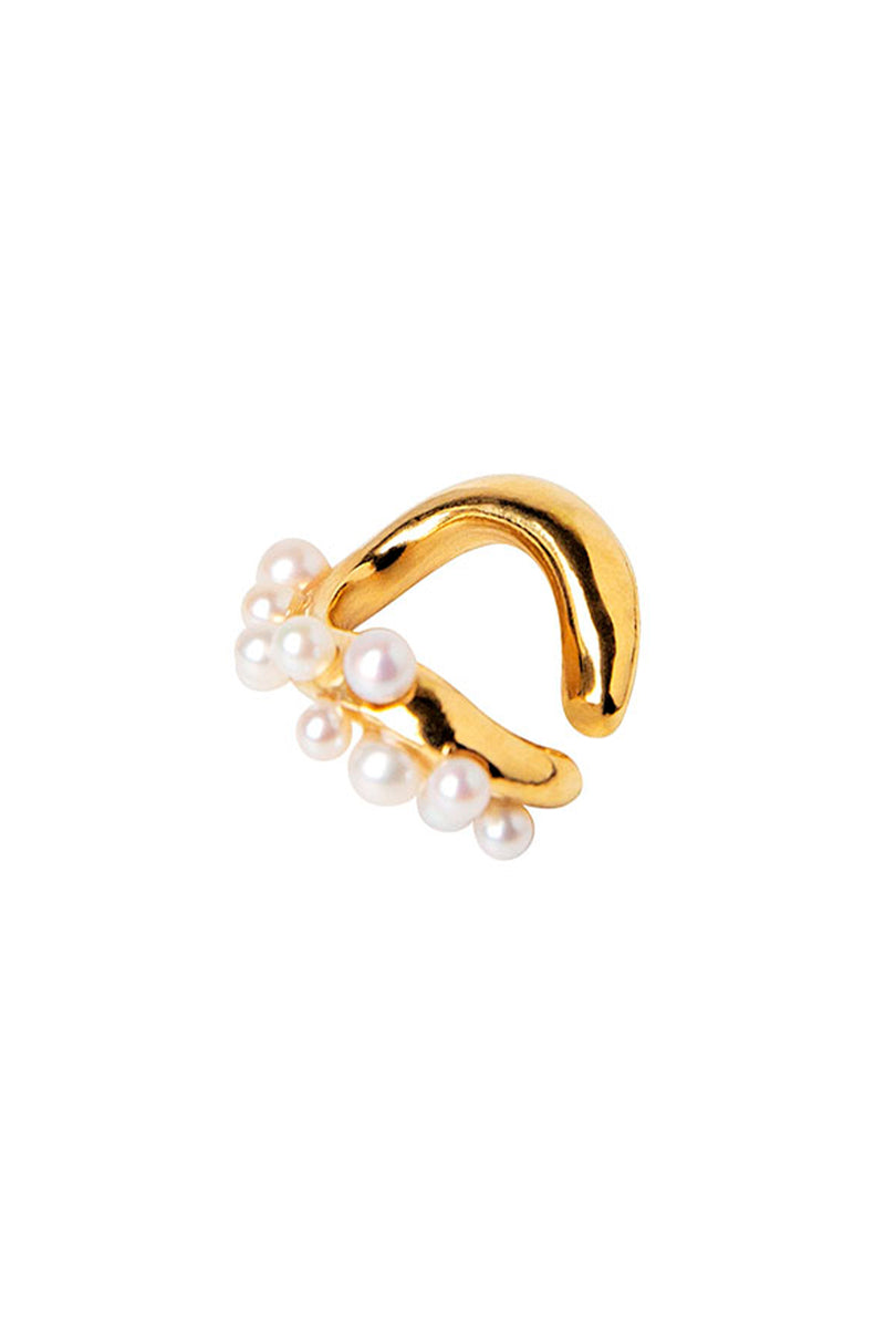 Ohrring Earcuff Wave Cluster Link Small in Gold