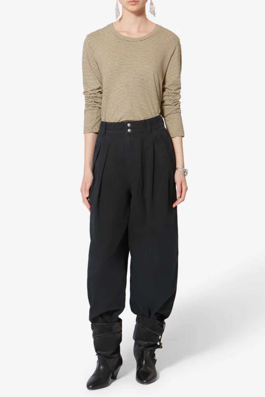 Marant Étoile, Langarm-Shirt Kaaron in Black/Beige