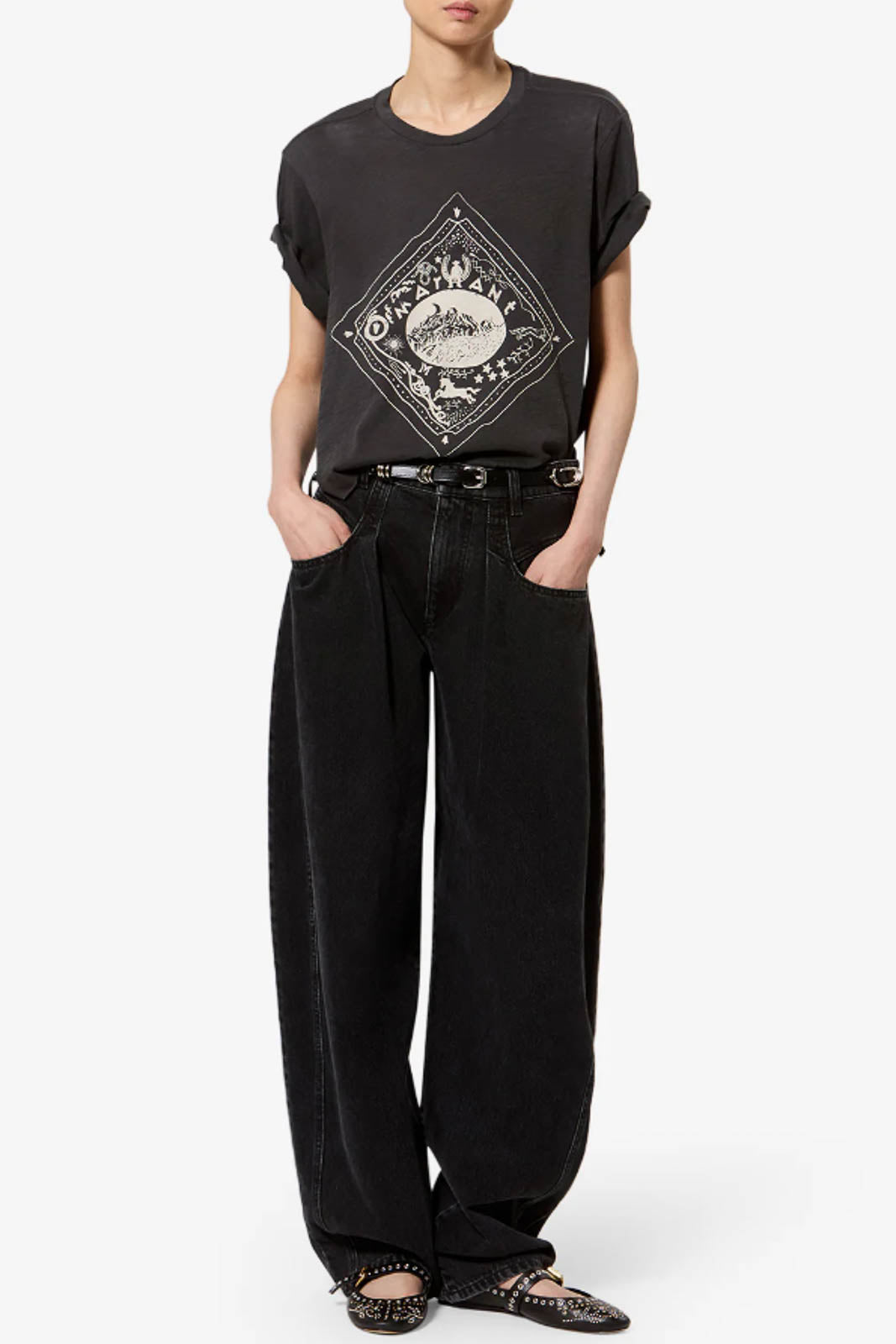 Marant Etoile, T-Shirt Zewel in Faded Black