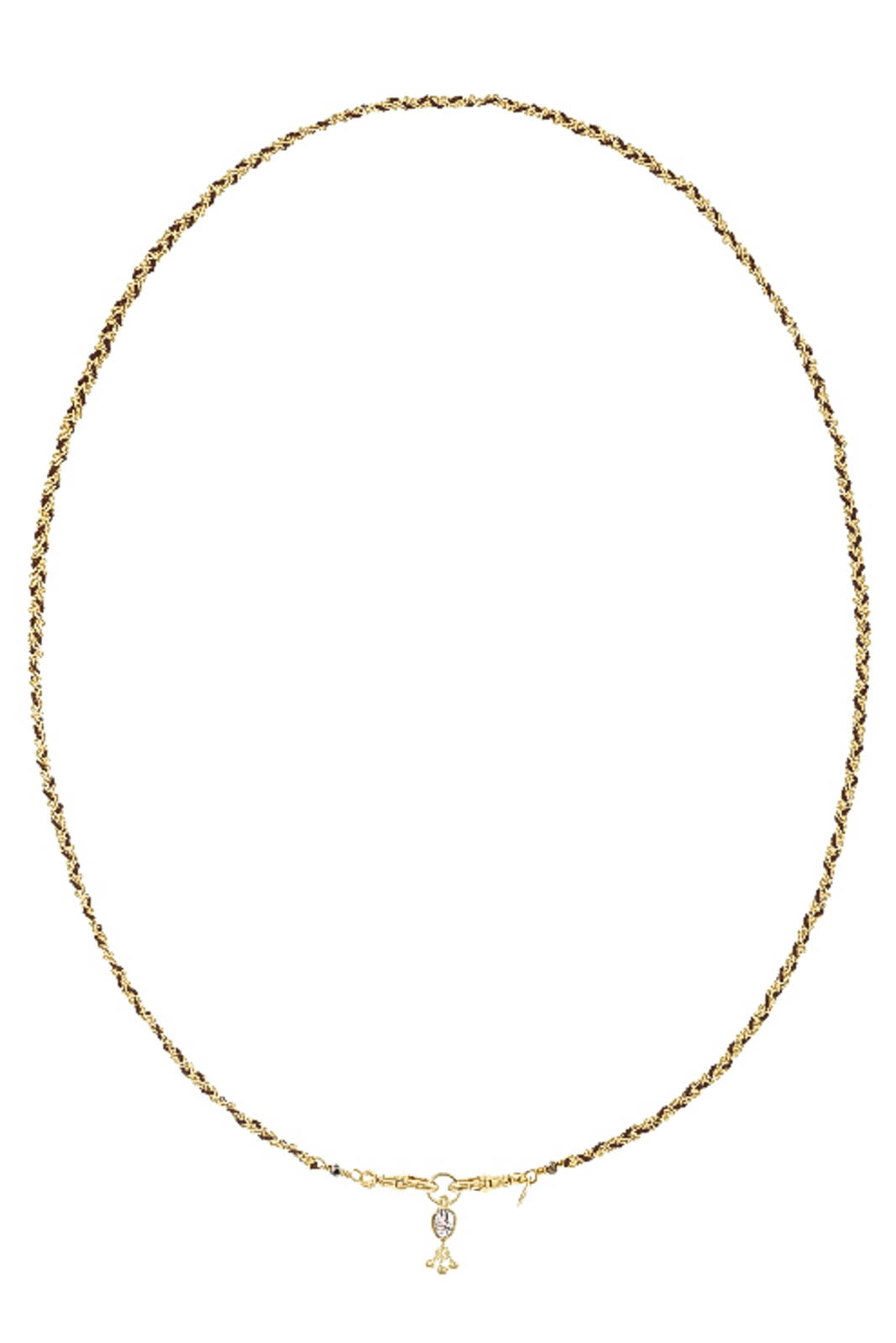 Marie Laure Chamorel, collier n° 989 Silk Yarn Crystal, doré/marron