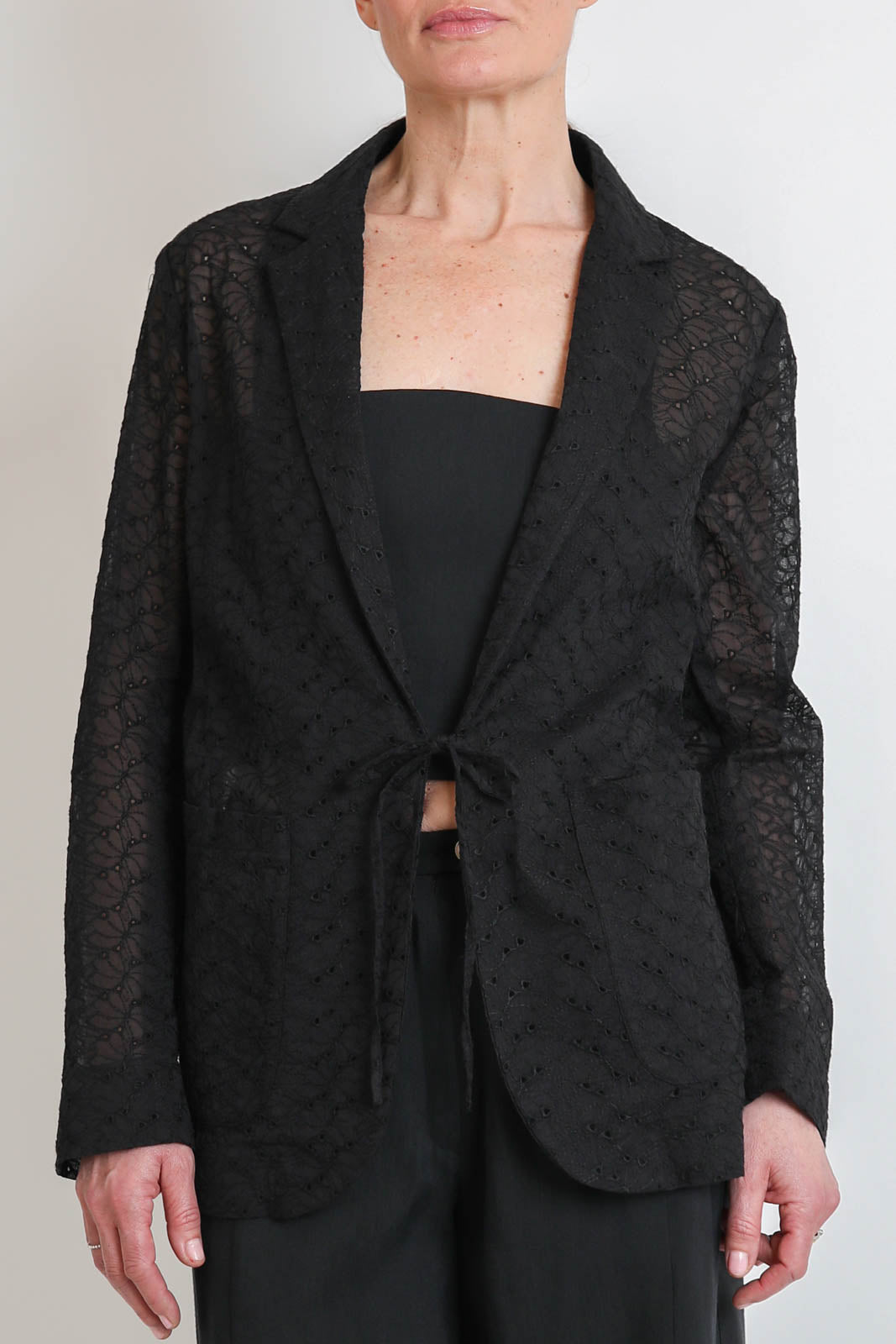 Forte-Forte, Blazer Broderie Anglaise in Schwarz
