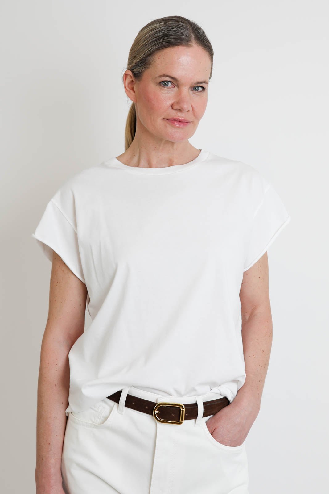 Bowery, White Crew-Neck T-Shirt